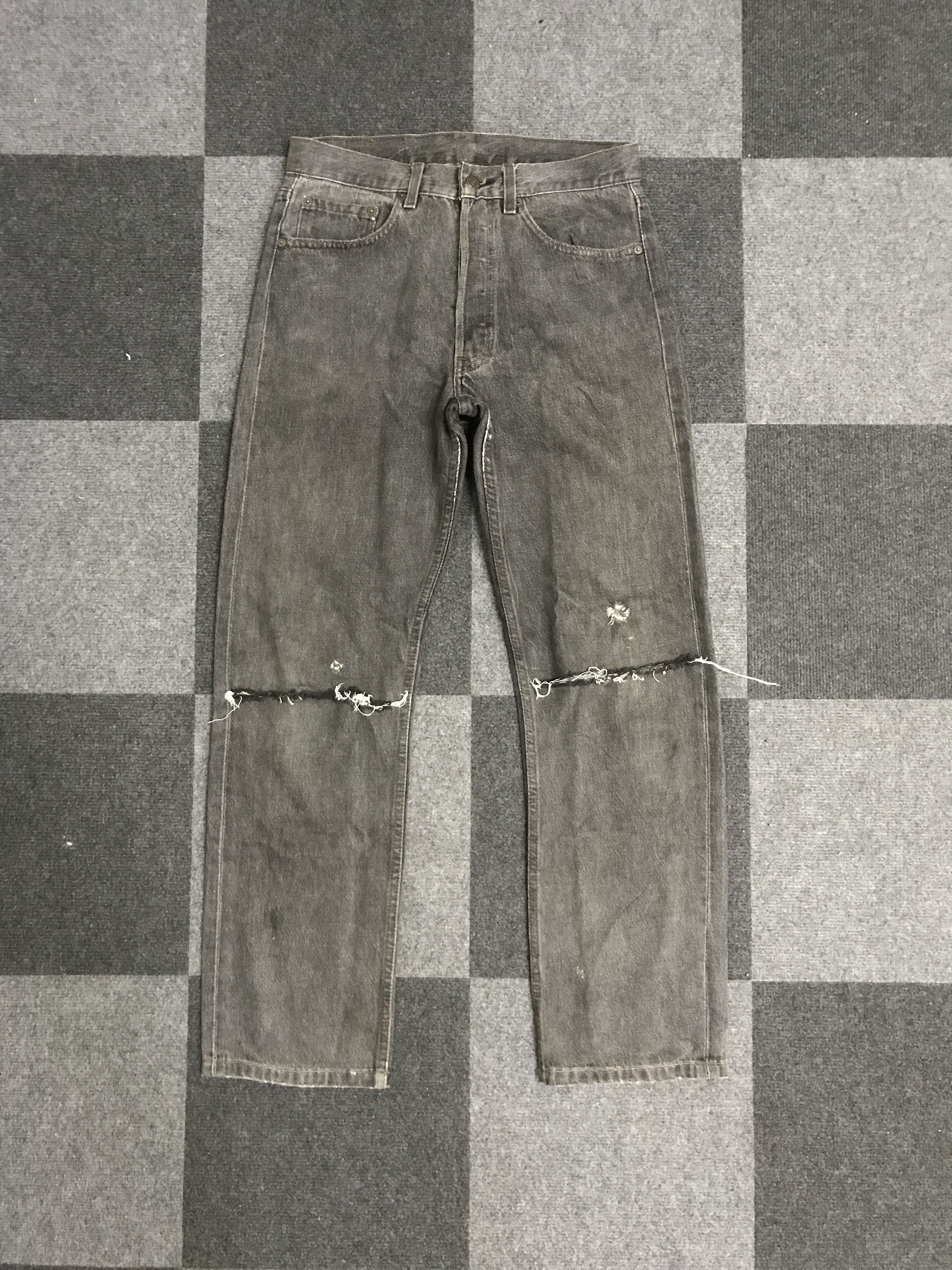 image of Distressed Denim x Levis Vlev127-Vintage Levis 501 Black Distressed Jeans, Men's (Size 30)