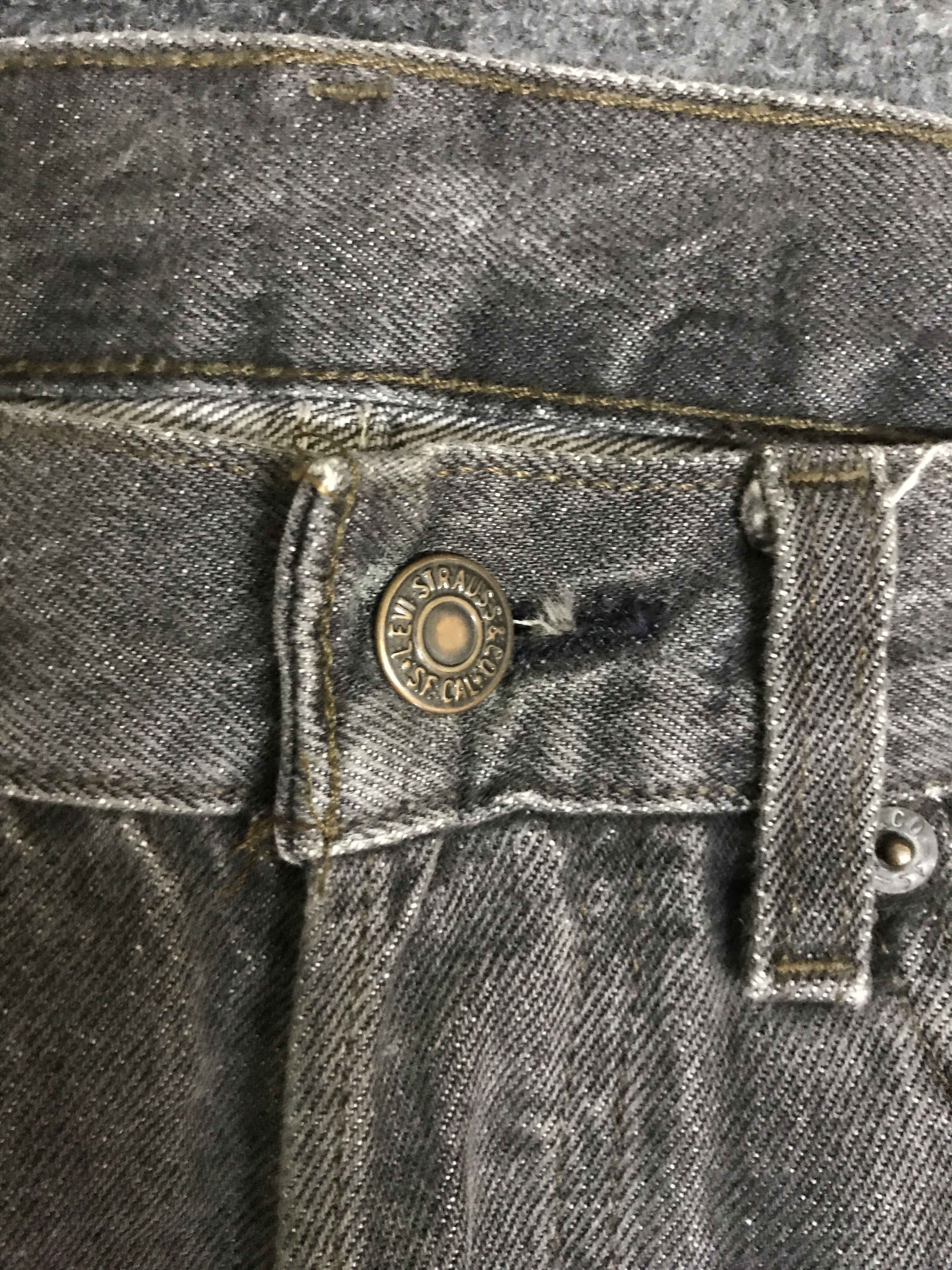 Levi's VLEV127-Vintage Levis 501 Black Distressed Jeans Size US 30 / EU 46 - 7 Thumbnail