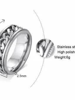 Jewelry Chain Spinner Ring 8mm Size ONE SIZE - 4 Thumbnail