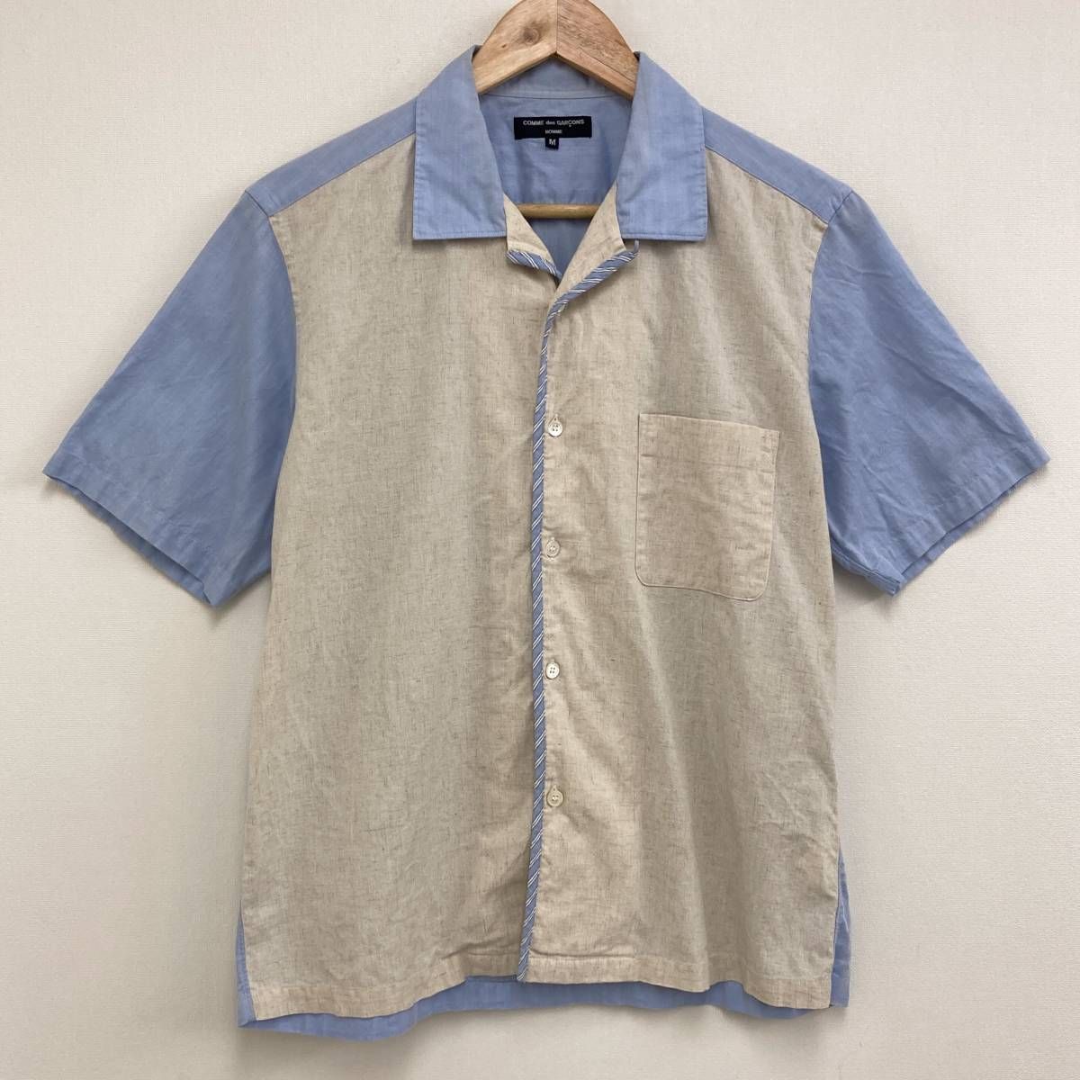Pre-owned Comme Des Garçons Comme Des Garçon Open Collar Linen Shirt In Blue