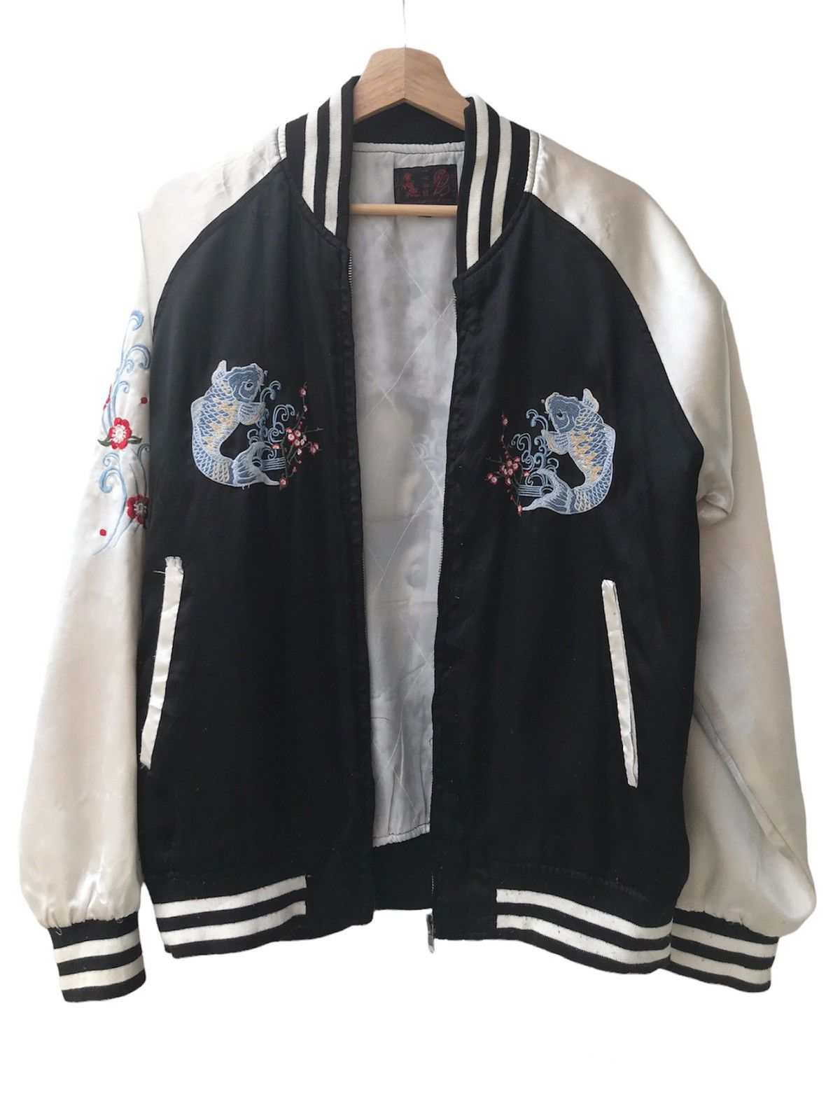 Japanese Brand Sukajan Souvenir Jacket Embroidered Koi Fish Logo Size US L / EU 52-54 / 3 - 3 Thumbnail