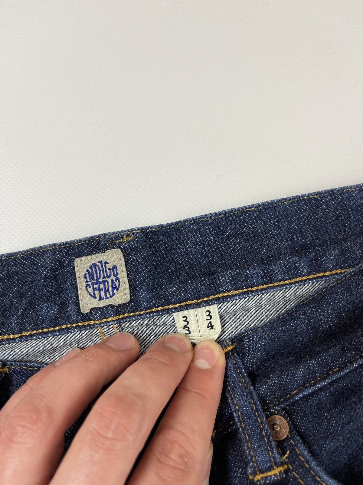 Indigofera Indigofera blue selvage denim jeans pants Size US 33 - 11 Thumbnail