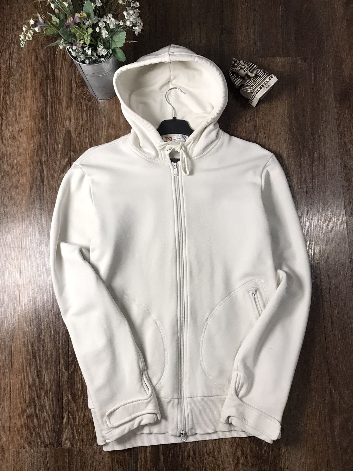 Japanese Brand × Y-3 × Yohji Yamamoto Vintage Y-3 Adidas white zip hoodie Size US XL / EU 56 / 4 - 8 Thumbnail
