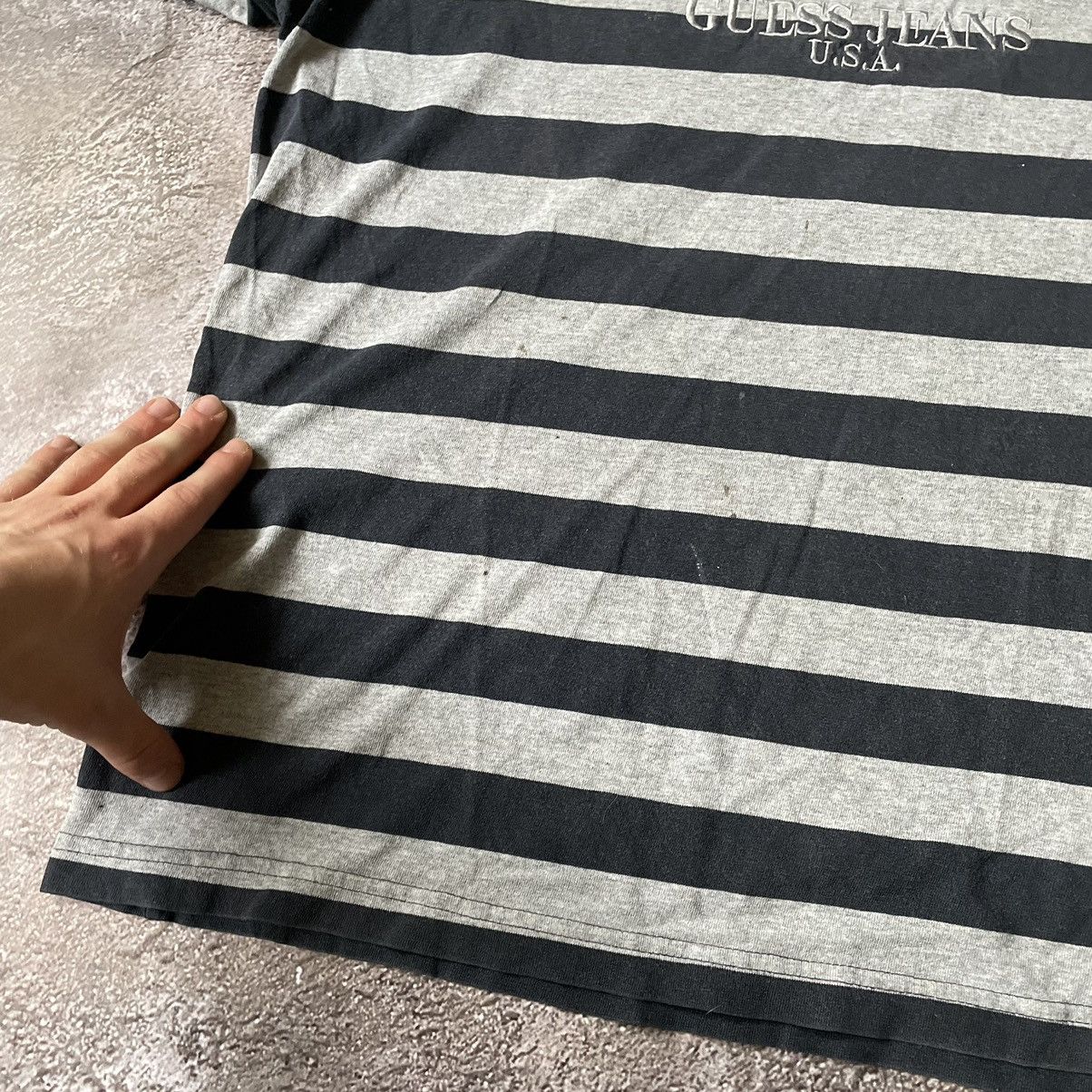 Vintage Vintage 90s Guess Striped Single Stitch Tee Faded Black L Size US L / EU 52-54 / 3 - 7 Thumbnail