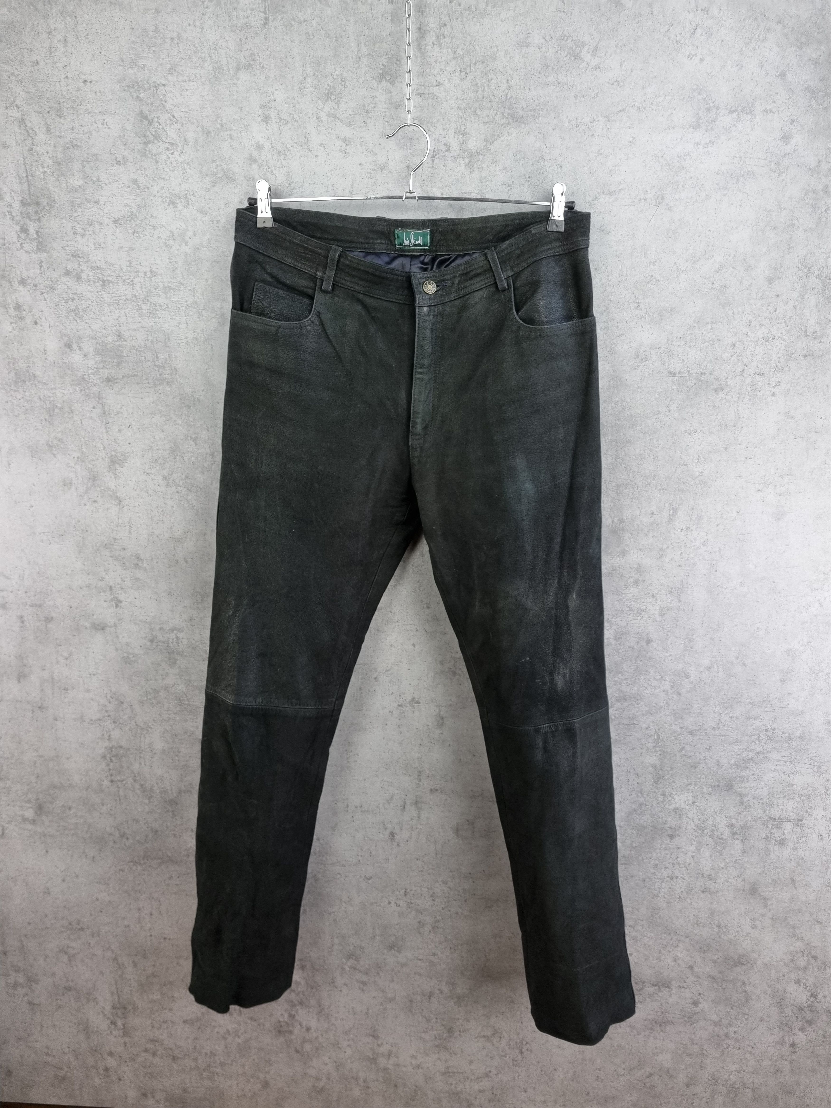 Vintage Unique 90s Suede Leather Vintage Biker Pants Size US 36 / EU 52 - 2 Thumbnail