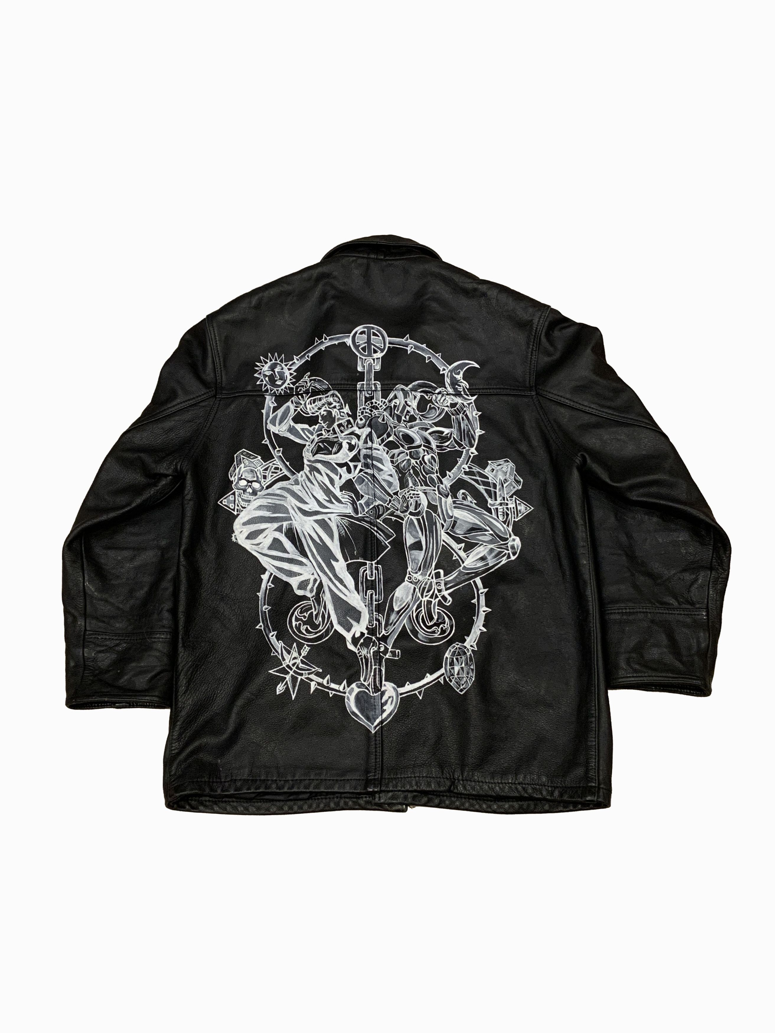 1/1 'Godlike' Jojo anime handpainted vintage leather jacket