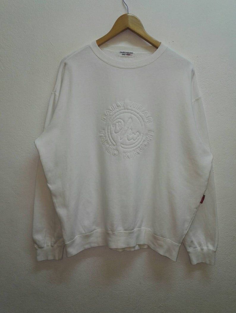Japanese Brand Takeo Kikuchi Daily Wear Big Logo White Color Made in Japan Size US XL / EU 56 / 4 - 1 Thumbnail
