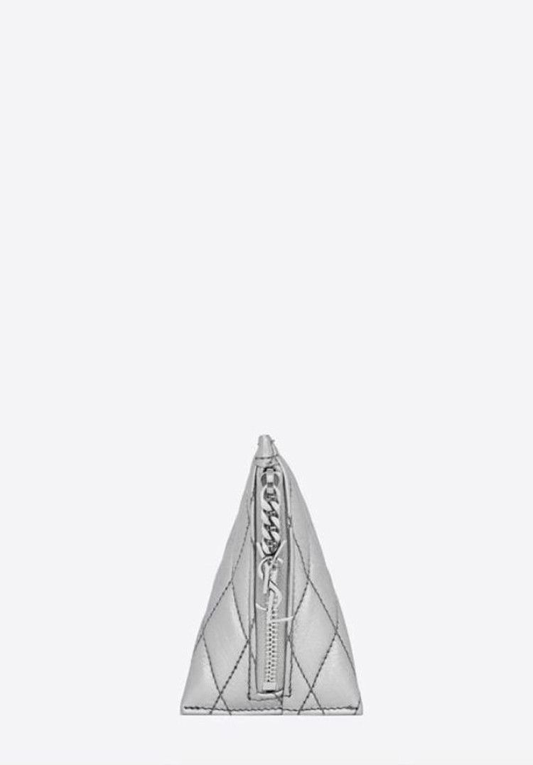o1w1db10523 Quilted Metallic Leather Bag Charm in Silver