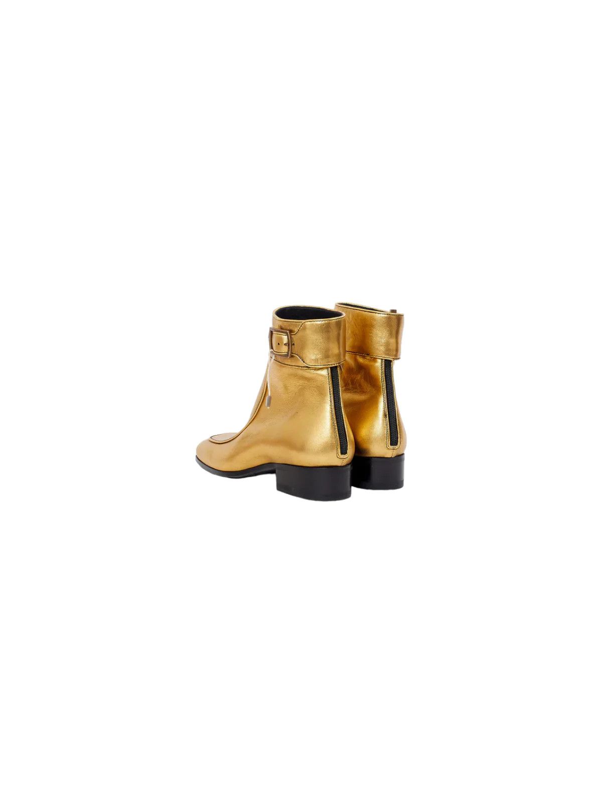 Saint Laurent Paris Saint Laurent Miles 30 Calfskin Boots in Metallic Gold Size US 7 / EU 40 - 3 Thumbnail