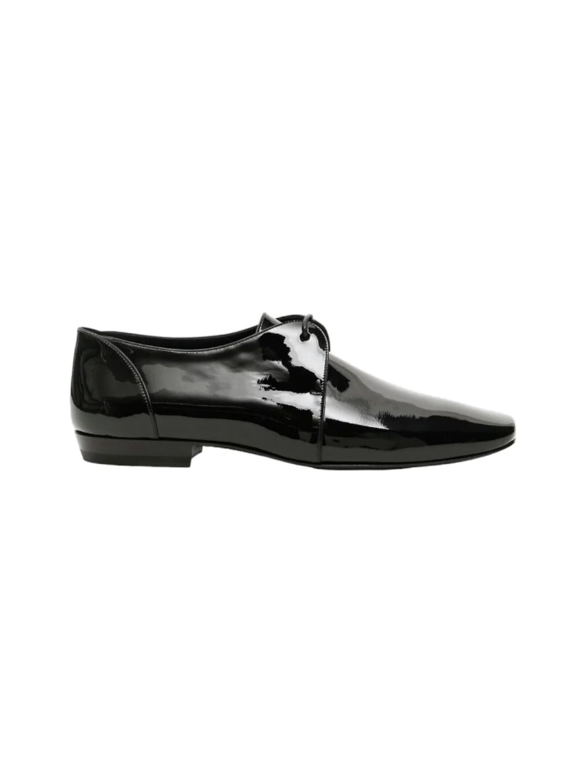 image of Saint Laurent Paris Saint Laurent YVES Patent Leather Derby Shoes in Black, Men's (Size 11)