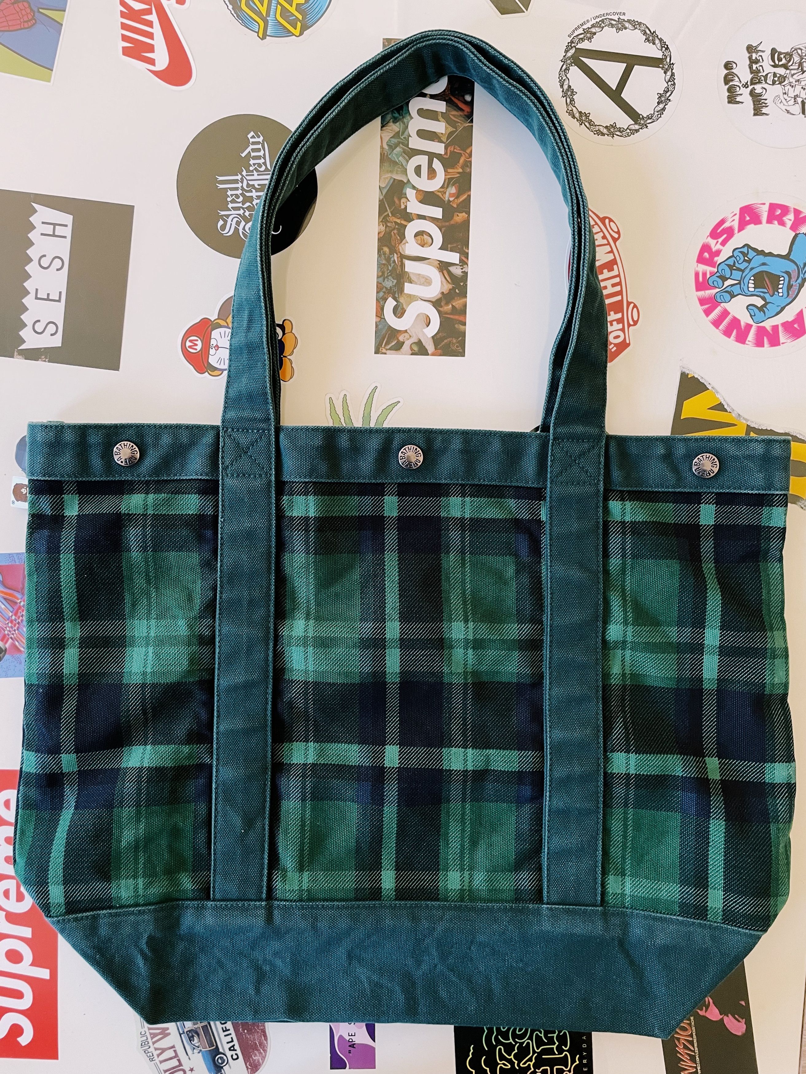 Bape Bape A Bathing Ape Shibuya Check Tote Bag Green Size ONE SIZE - 2 Thumbnail