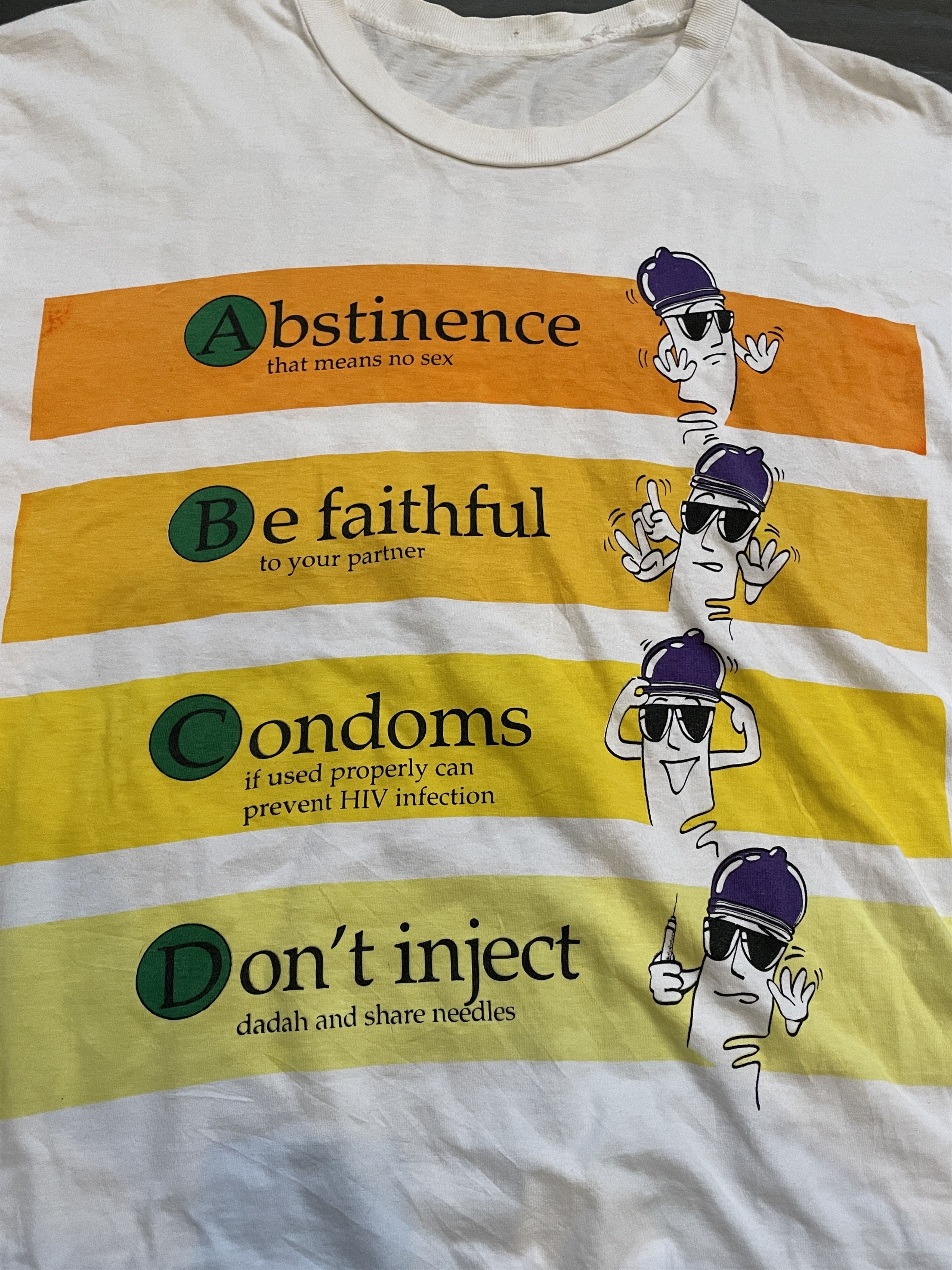 Vintage Vintage AIDS Abstinence ABCD Condom Tee Size US M / EU 48-50 / 2 - 2 Thumbnail