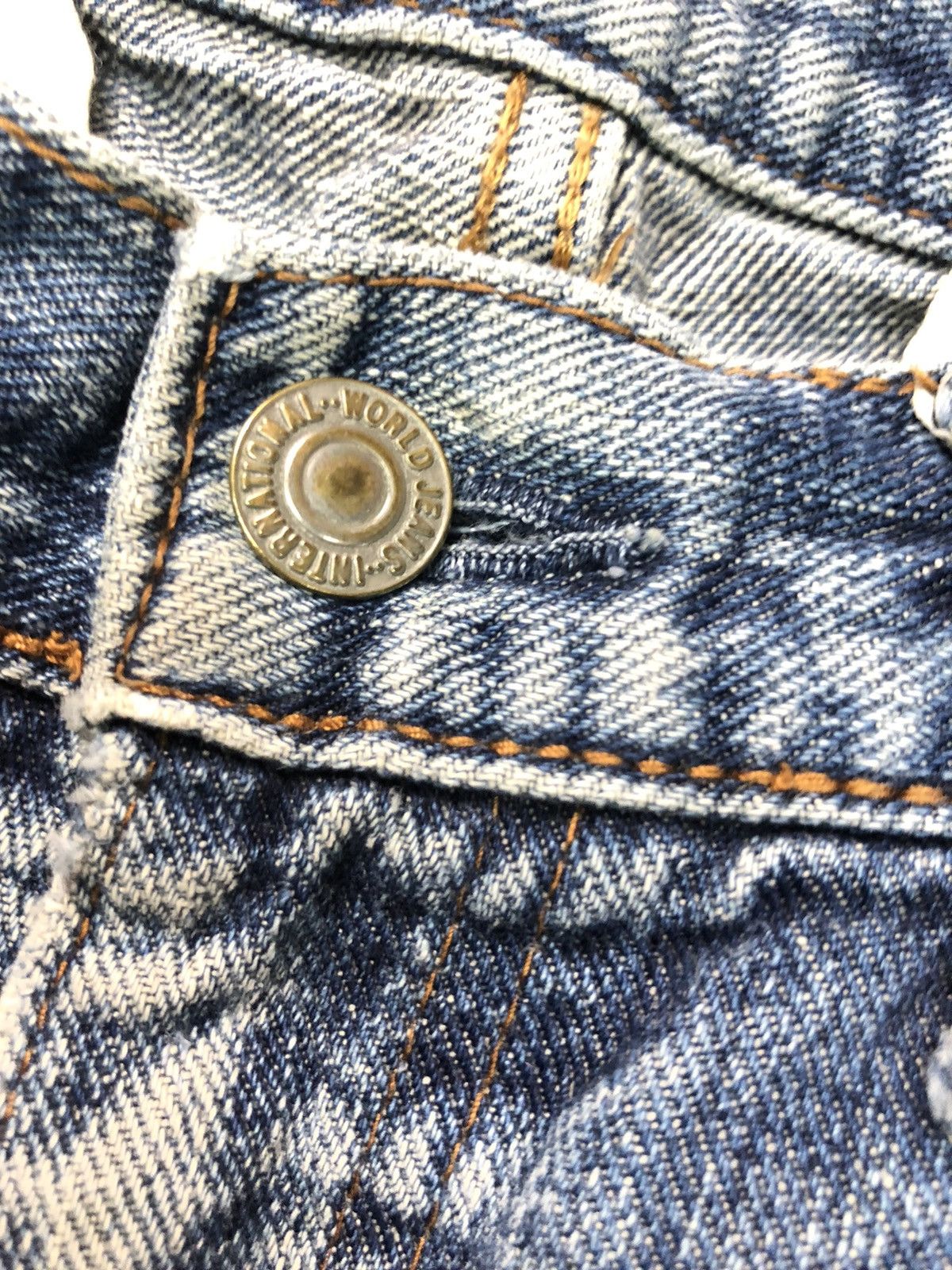 Japanese Brand × Vintage WORLD JEAN INTERNATIONAL DISSTRESSED BLUE WASH CARGO DENIM Size US 31 - 4 Thumbnail