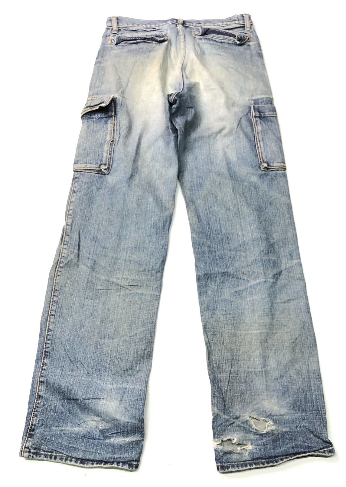 Japanese Brand × Vintage WORLD JEAN INTERNATIONAL DISSTRESSED BLUE WASH CARGO DENIM Size US 31 - 7 Thumbnail