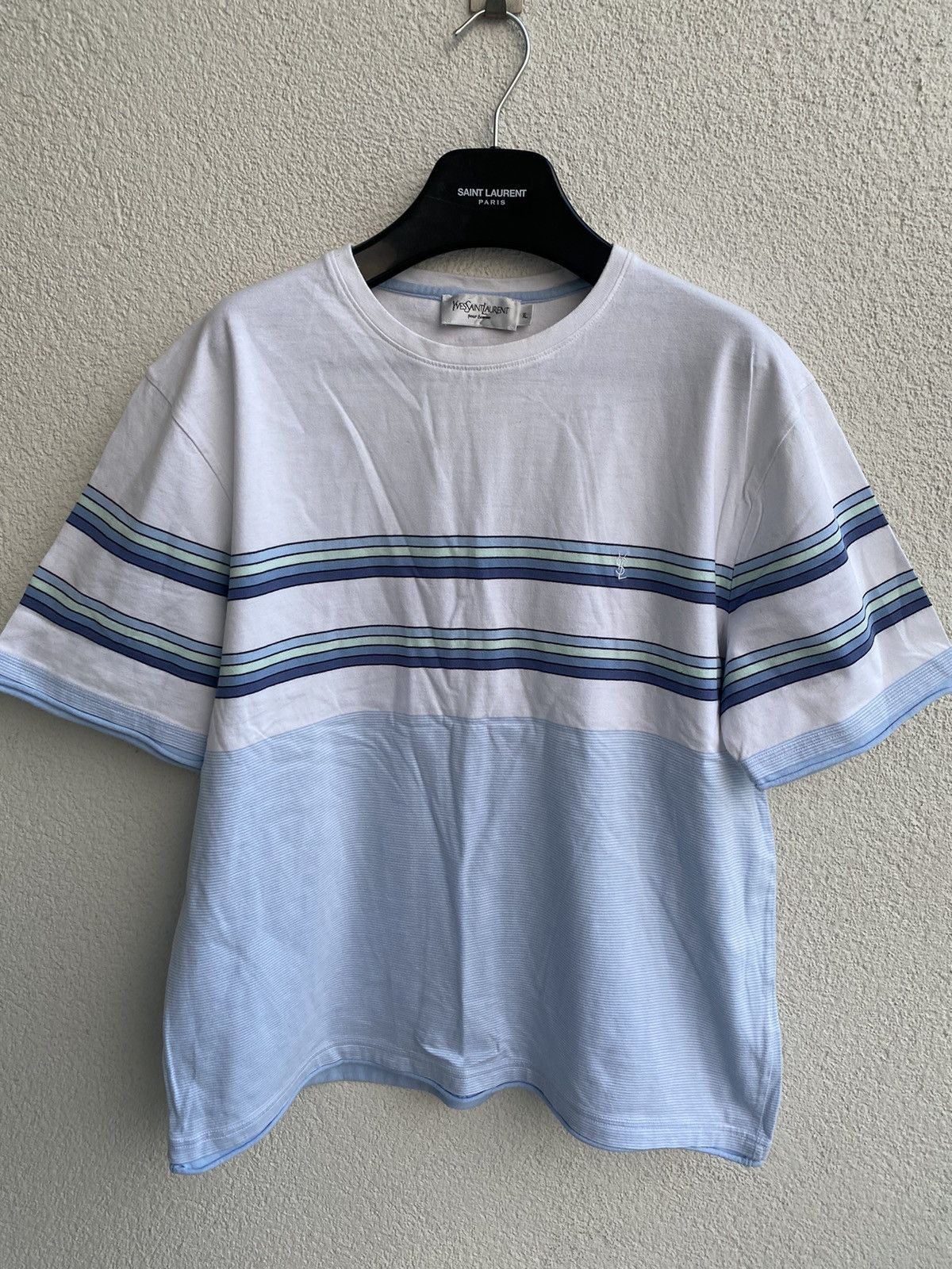 Yves Saint Laurent Multicolor YSL T-shirt Double Layer YSL Shirt Tee Size US L / EU 52-54 / 3 - 3 Thumbnail