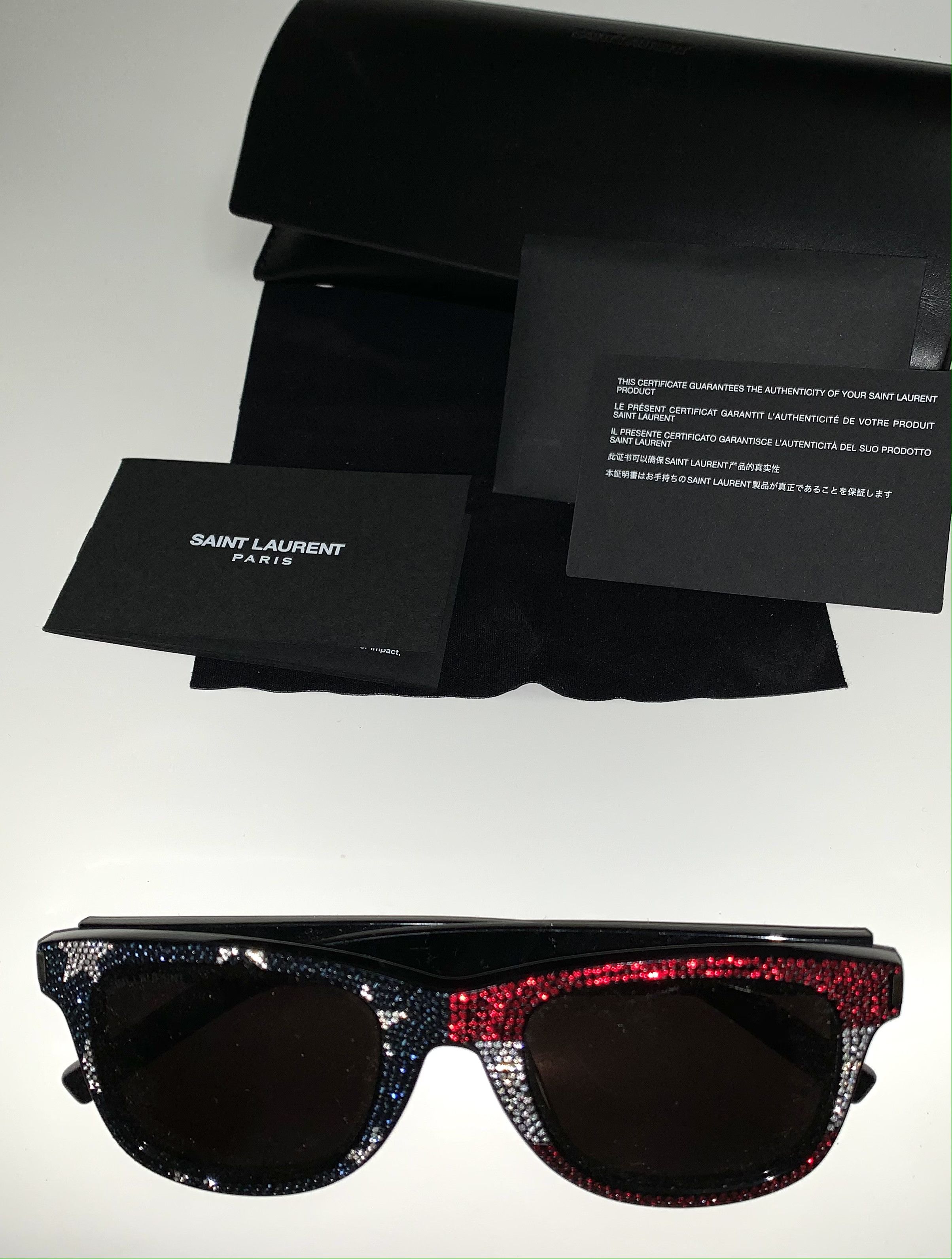 Saint Laurent Paris × Yves Saint Laurent Saint Laurent x Swarovski American Pop Wayfarer Sunglasses Size ONE SIZE - 2 Thumbnail