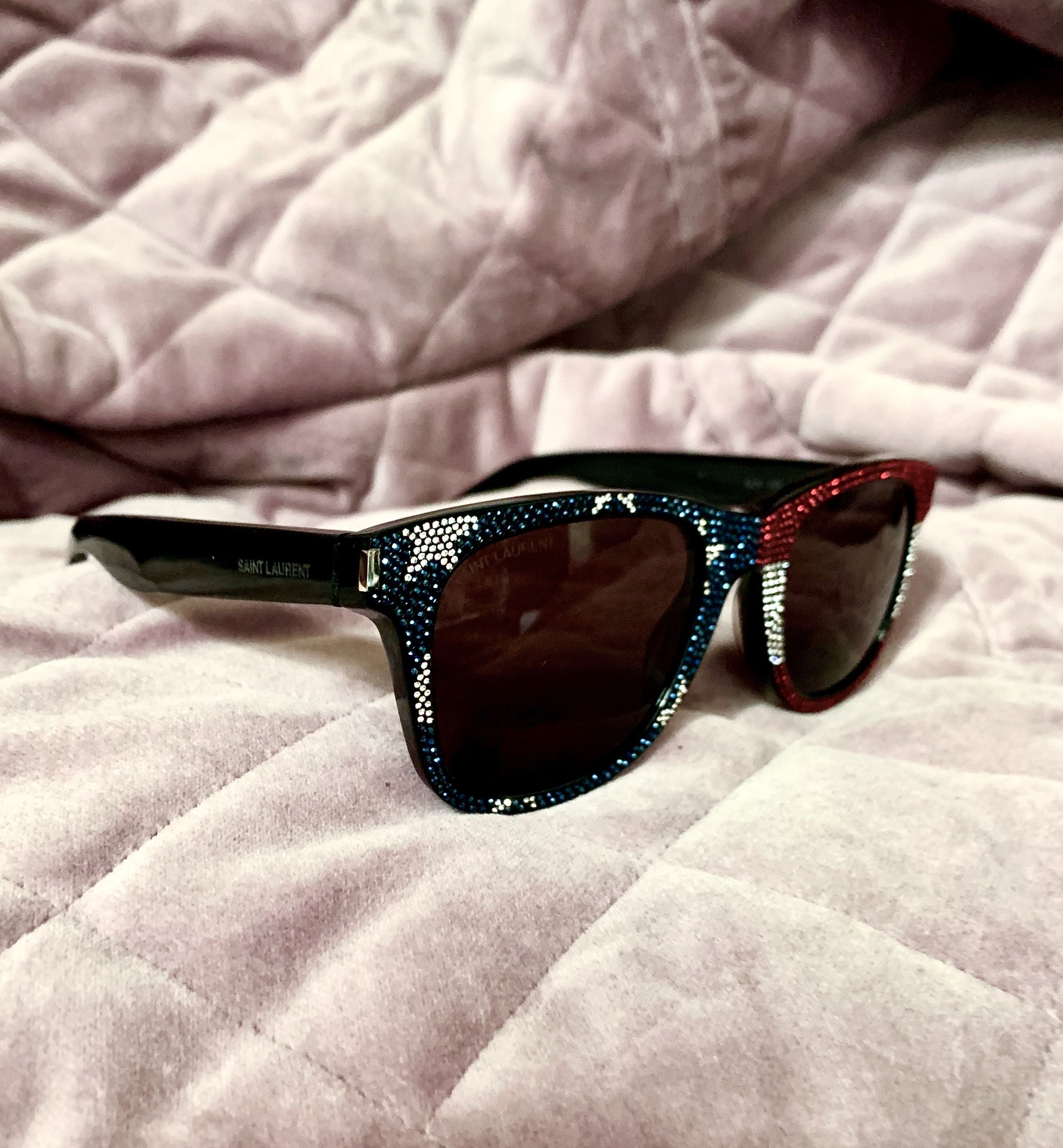 Saint Laurent Paris × Yves Saint Laurent Saint Laurent x Swarovski American Pop Wayfarer Sunglasses Size ONE SIZE - 3 Thumbnail