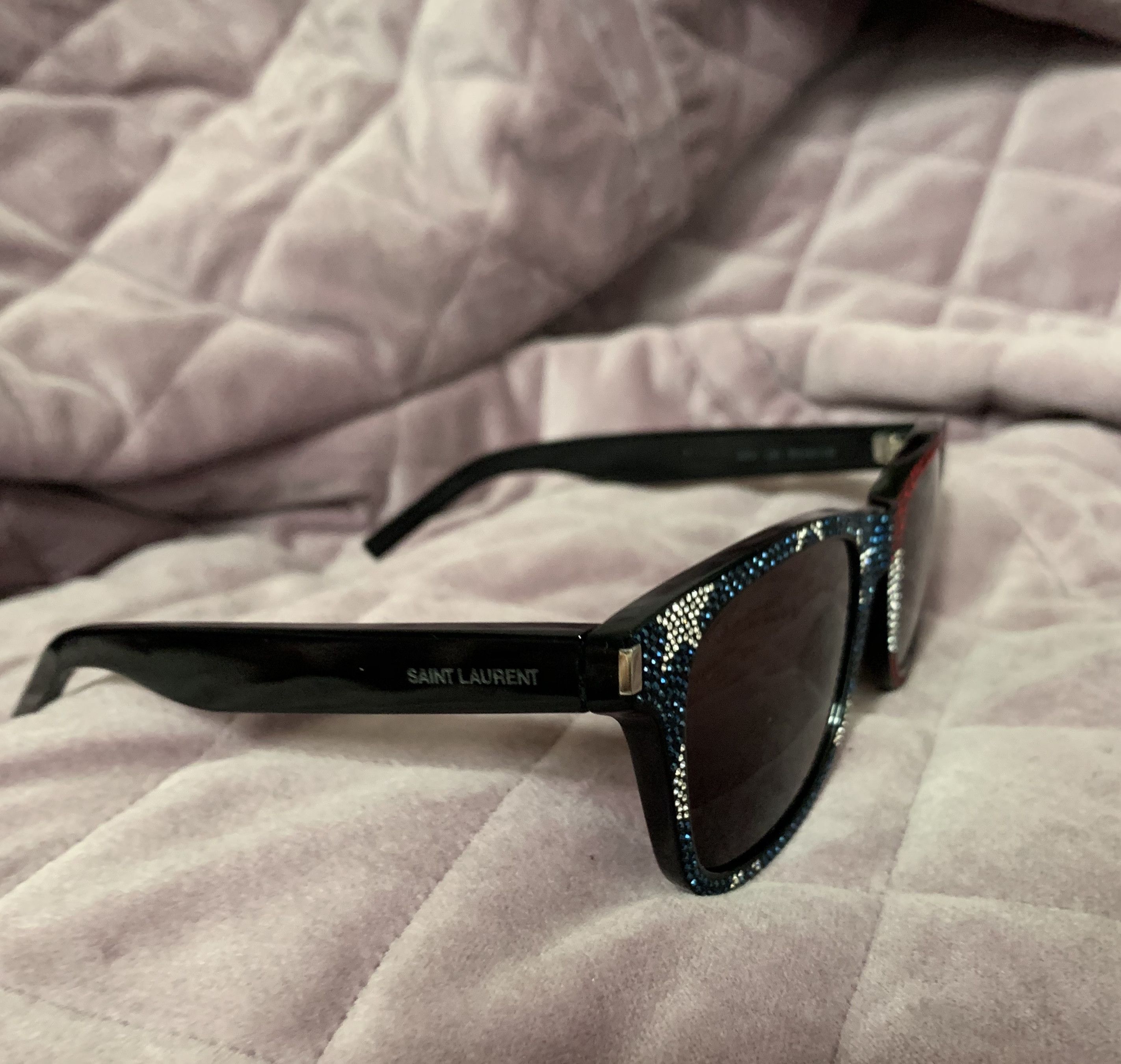 Saint Laurent Paris × Yves Saint Laurent Saint Laurent x Swarovski American Pop Wayfarer Sunglasses Size ONE SIZE - 8 Thumbnail