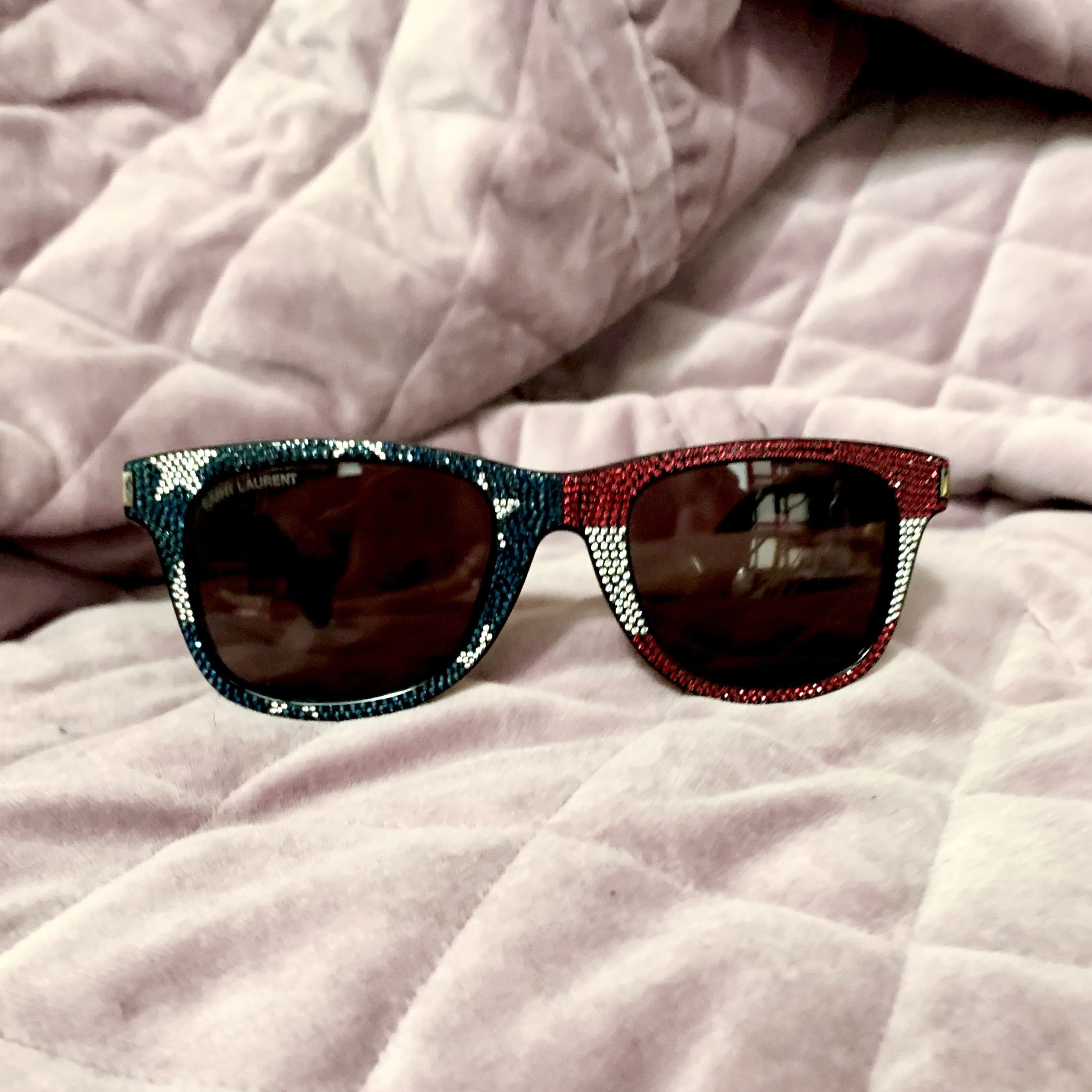 Saint Laurent Paris × Yves Saint Laurent Saint Laurent x Swarovski American Pop Wayfarer Sunglasses Size ONE SIZE - 5 Thumbnail