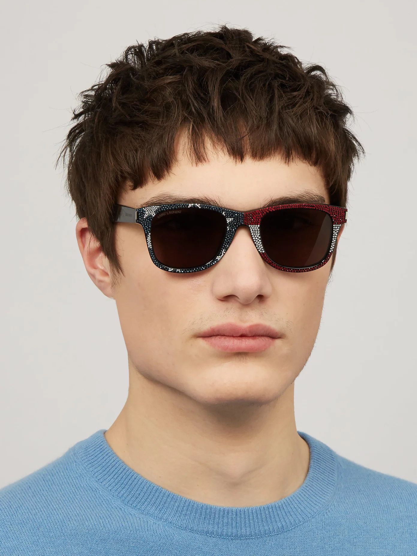Saint Laurent Paris × Yves Saint Laurent Saint Laurent x Swarovski American Pop Wayfarer Sunglasses Size ONE SIZE - 9 Thumbnail