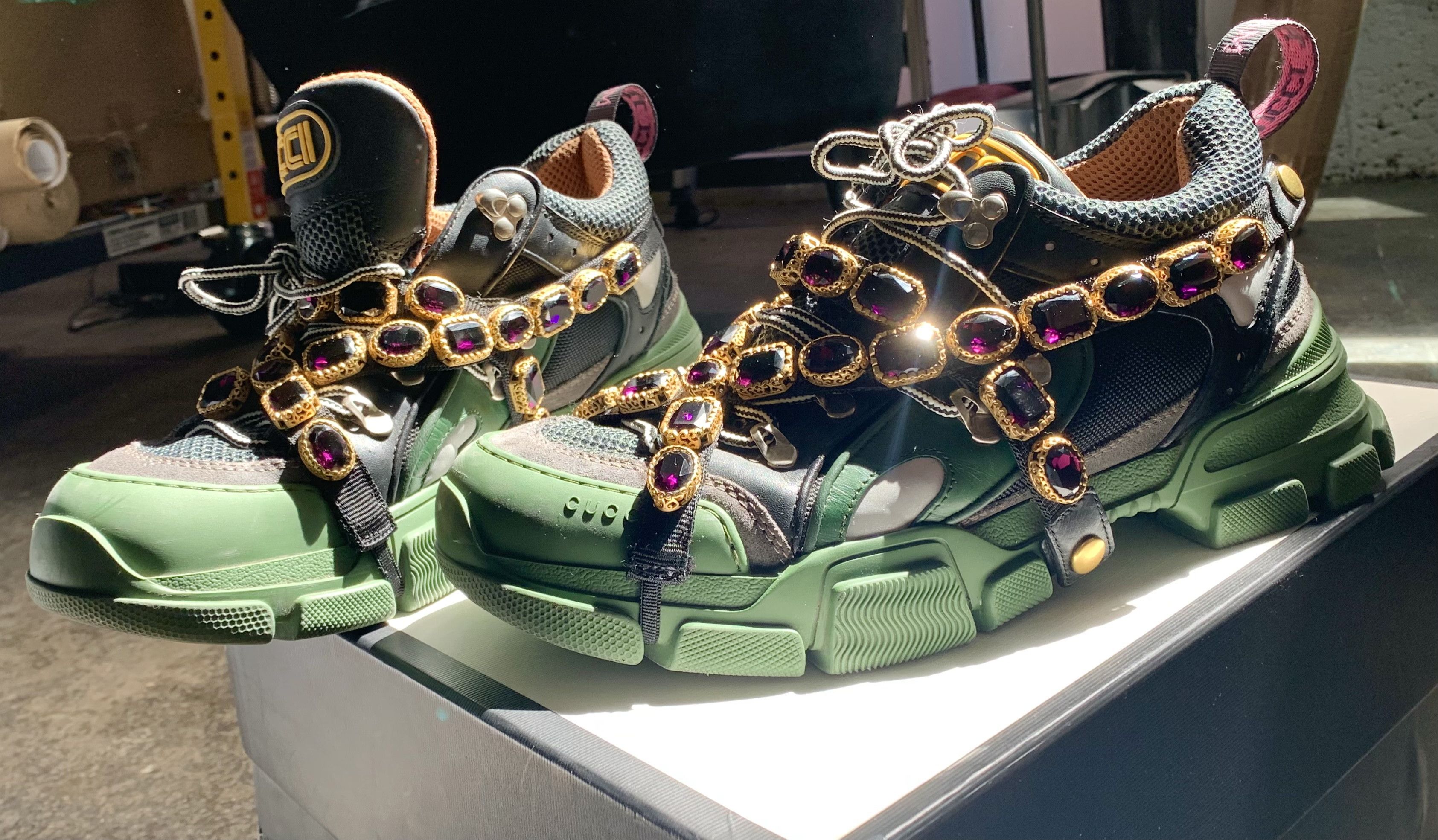 Gucci Gucci Flashtrek Leather Sneaker with Crystals Grailed