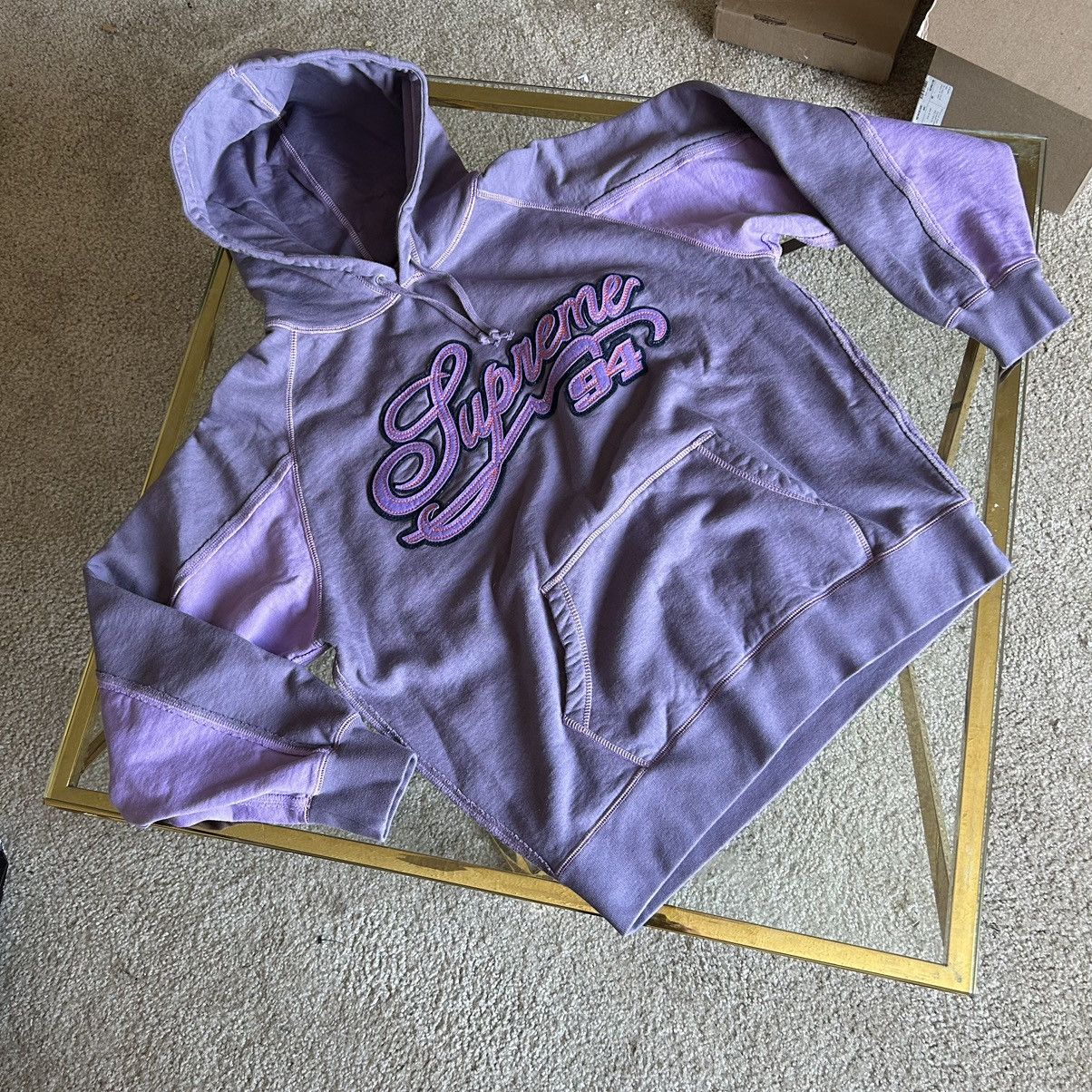 Pre-owned Supreme 2021 Spring Summer Dusty Purple Paneled Script Hoodie In Lavender