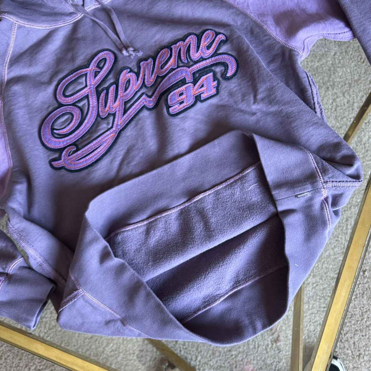 Supreme 2021 SPRiNG SUMMER DUSTY PURPLE PANELED SCRiPT HOODiE Size US S / EU 44-46 / 1 - 5 Thumbnail
