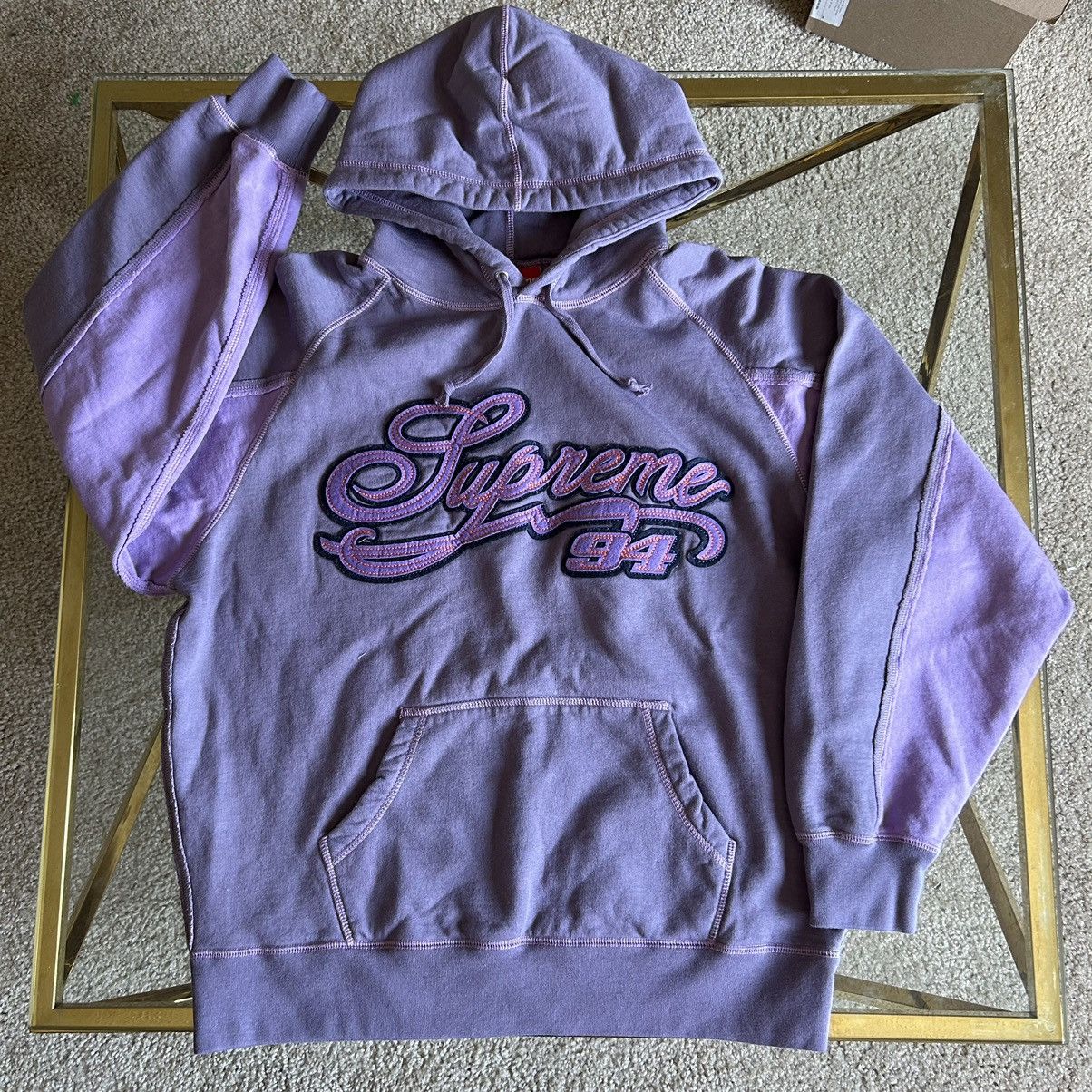 Supreme 2021 SPRiNG SUMMER DUSTY PURPLE PANELED SCRiPT HOODiE Size US S / EU 44-46 / 1 - 4 Thumbnail