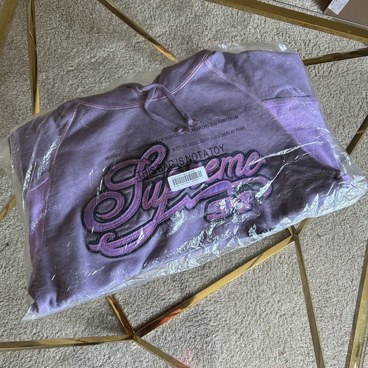Supreme 2021 SPRiNG SUMMER DUSTY PURPLE PANELED SCRiPT HOODiE Size US S / EU 44-46 / 1 - 12 Thumbnail