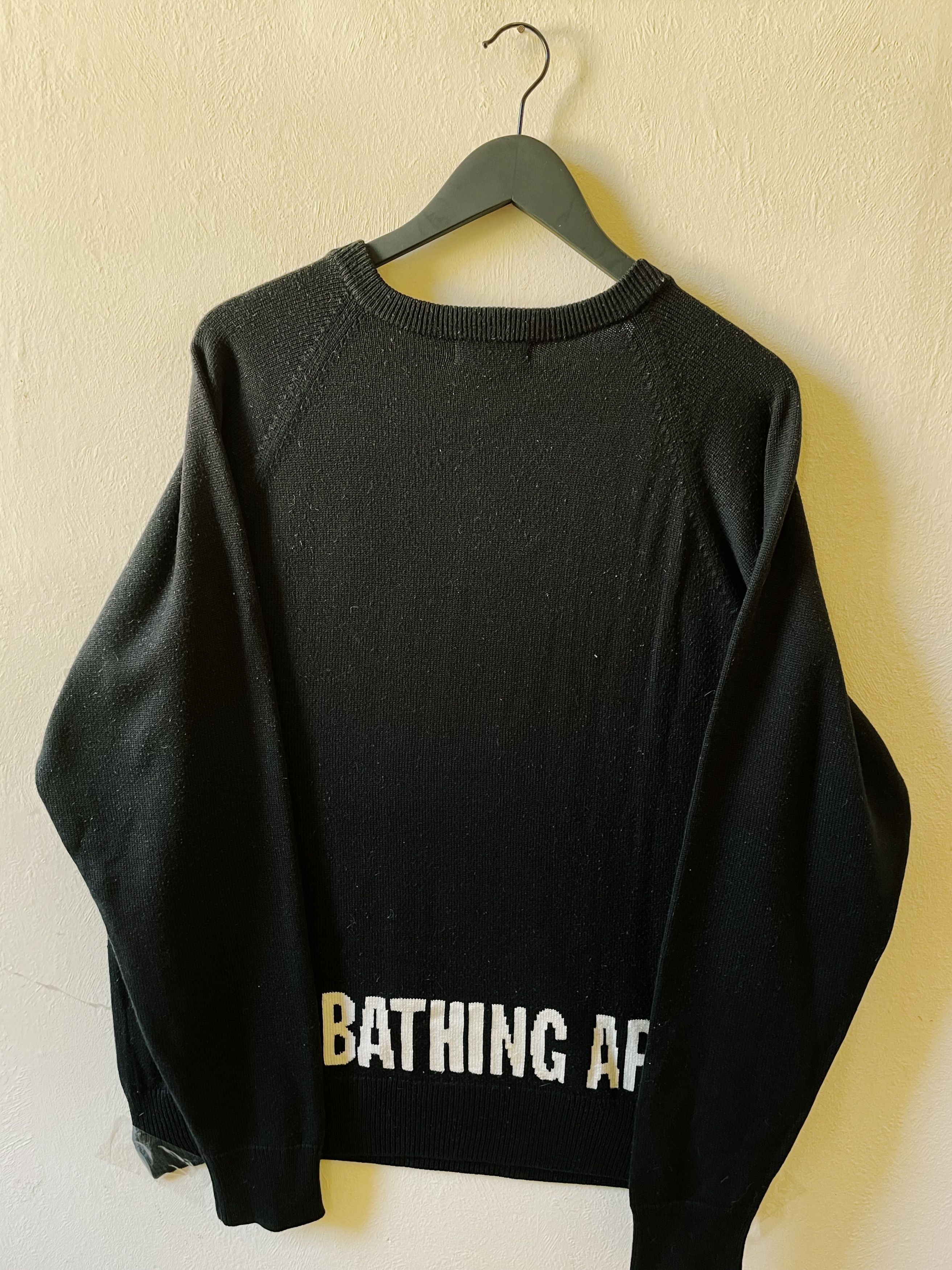 Bape × Nigo × Vintage Vintage Y2K Bape Mad Ape Face Knit Sweater Black Size US L / EU 52-54 / 3 - 2 Thumbnail