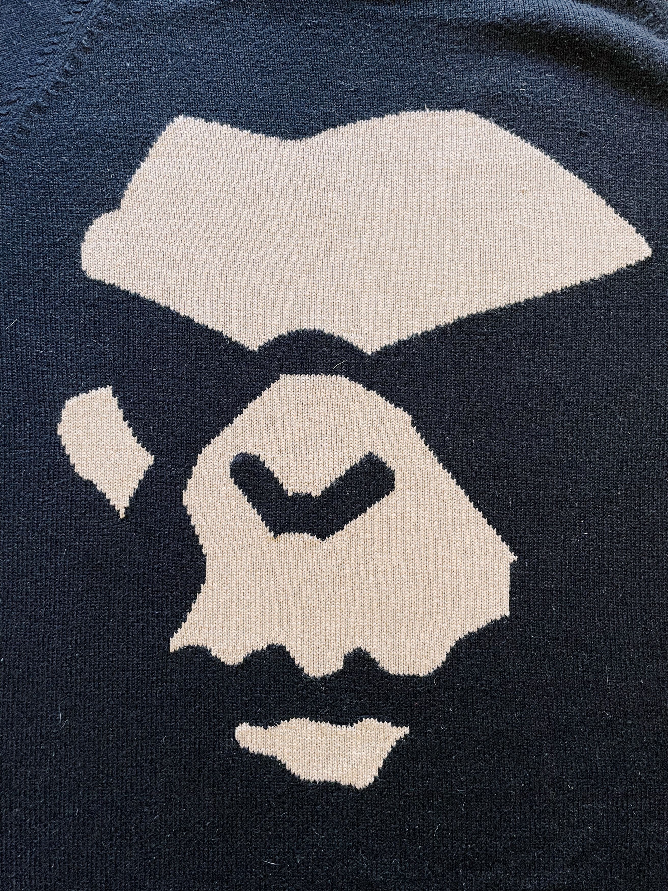 Bape × Nigo × Vintage Vintage Y2K Bape Mad Ape Face Knit Sweater Black Size US L / EU 52-54 / 3 - 3 Thumbnail