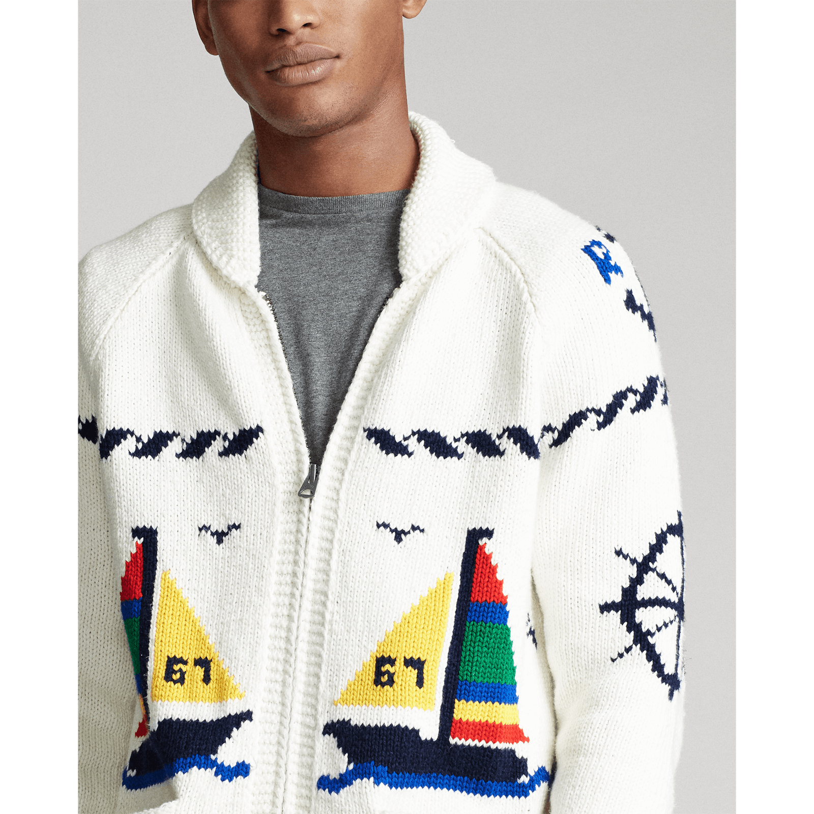 Polo Ralph Lauren Cardigan Nautical Boat Sweater XL