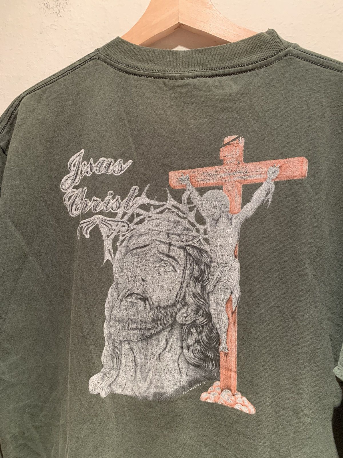 Alstyle × Vintage *RARE* Vintage Jesus Christ Crucifixion Religious T-Shirt Size US L / EU 52-54 / 3 - 3 Thumbnail