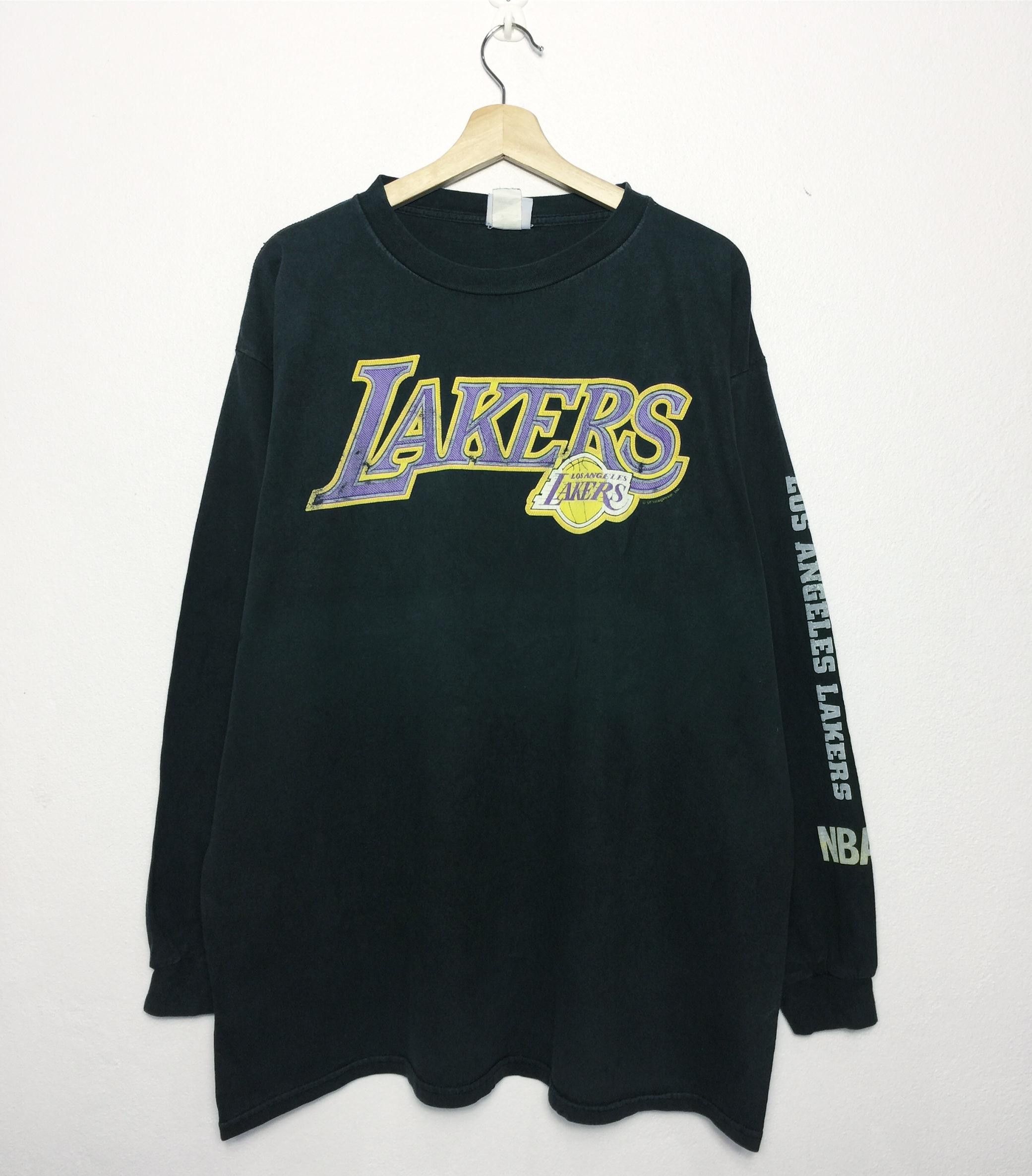 image of L A Lakers x NBA Vintage Los Angeles Lakers L/s Tees in Black, Men's (Size XL)