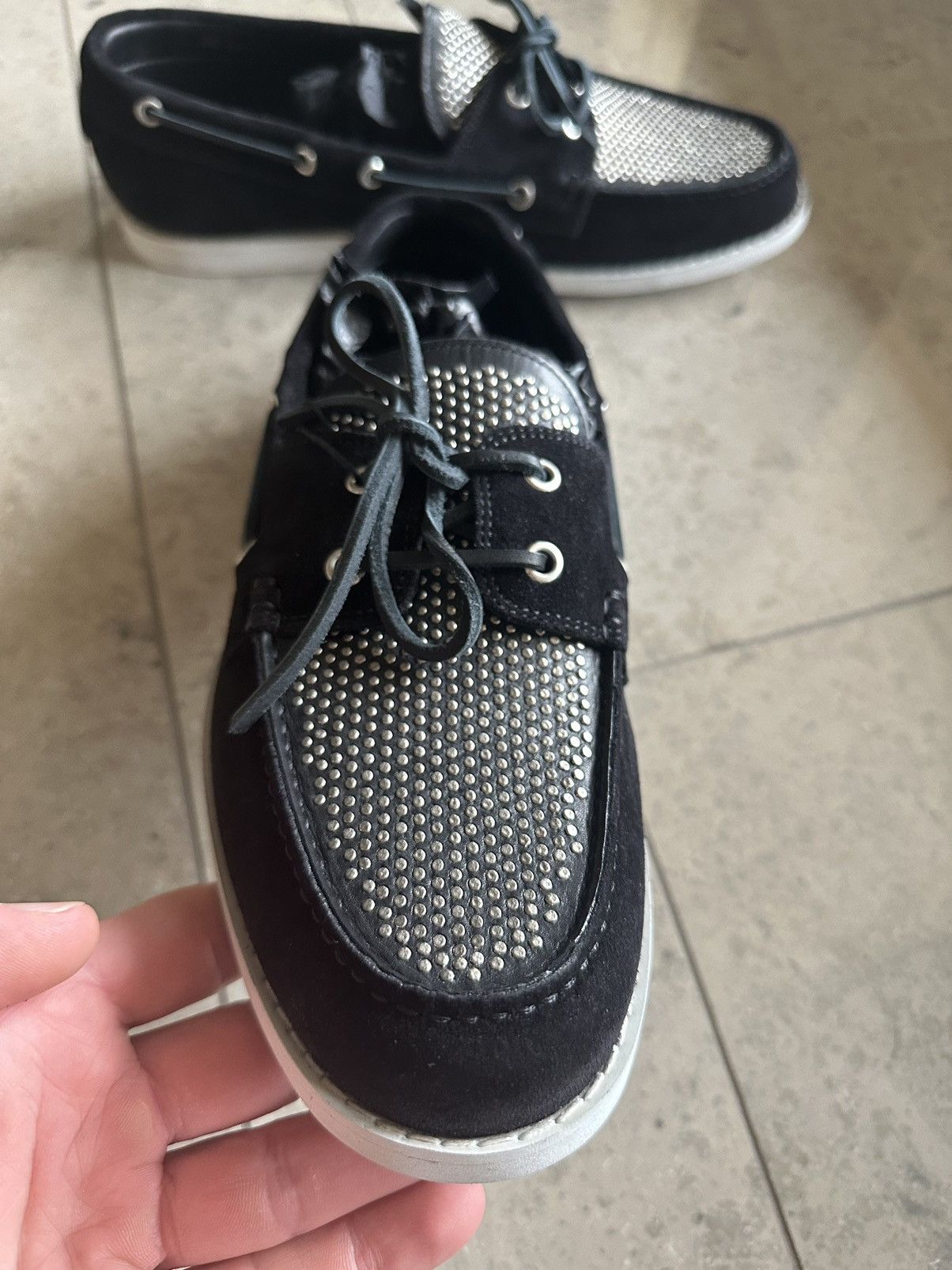 Saint Laurent deck shoes with studs studded suede