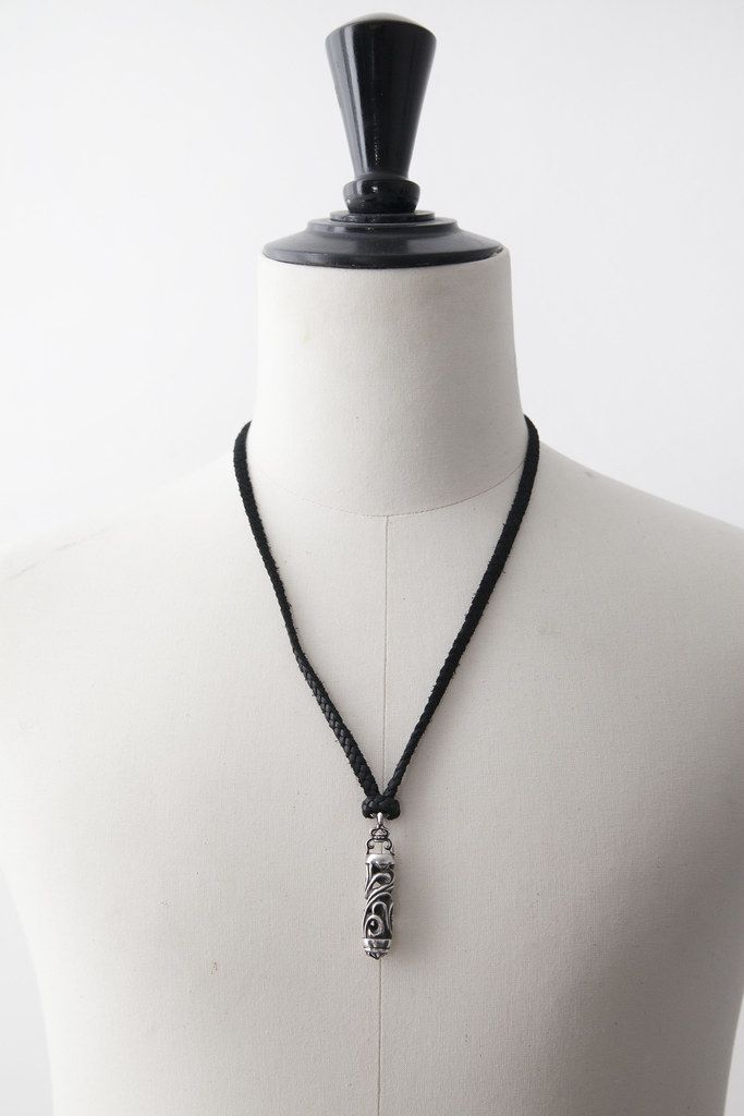 Pre-owned Chrome Hearts Ch Roller Necklace W/ Bolo Tie In Silver