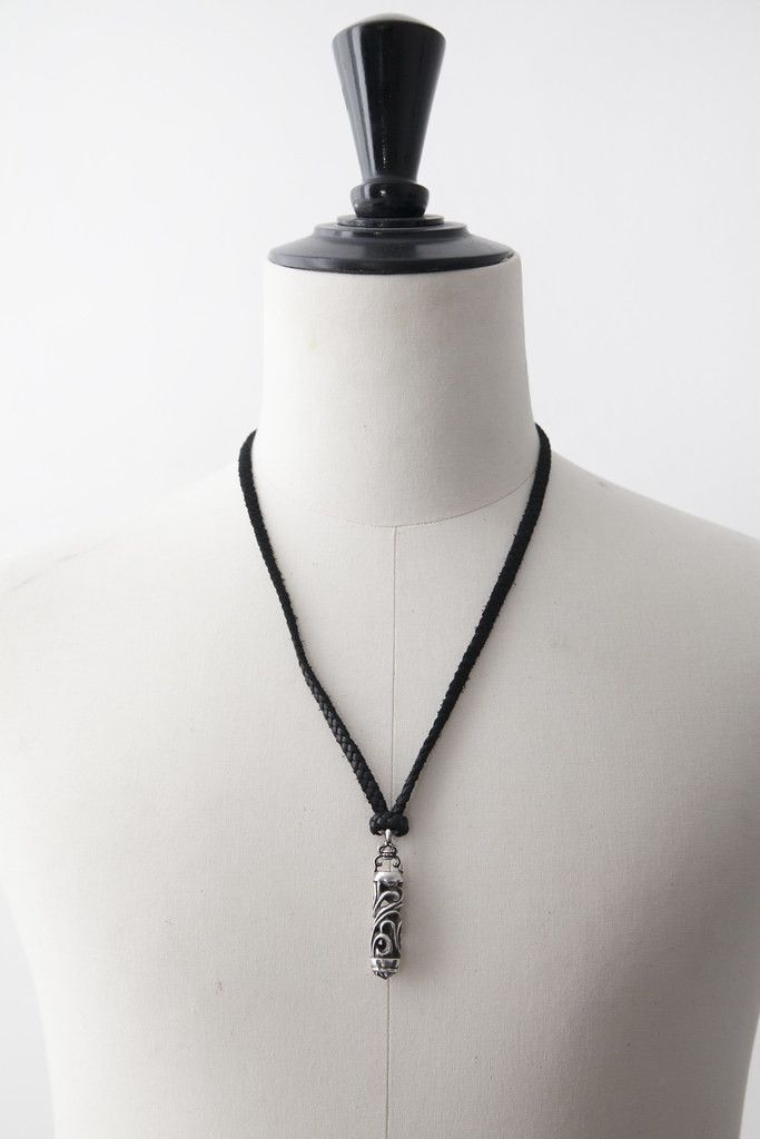 image of Chrome Hearts Ch Roller Necklace W/ Bolo Tie in Silver, Men's