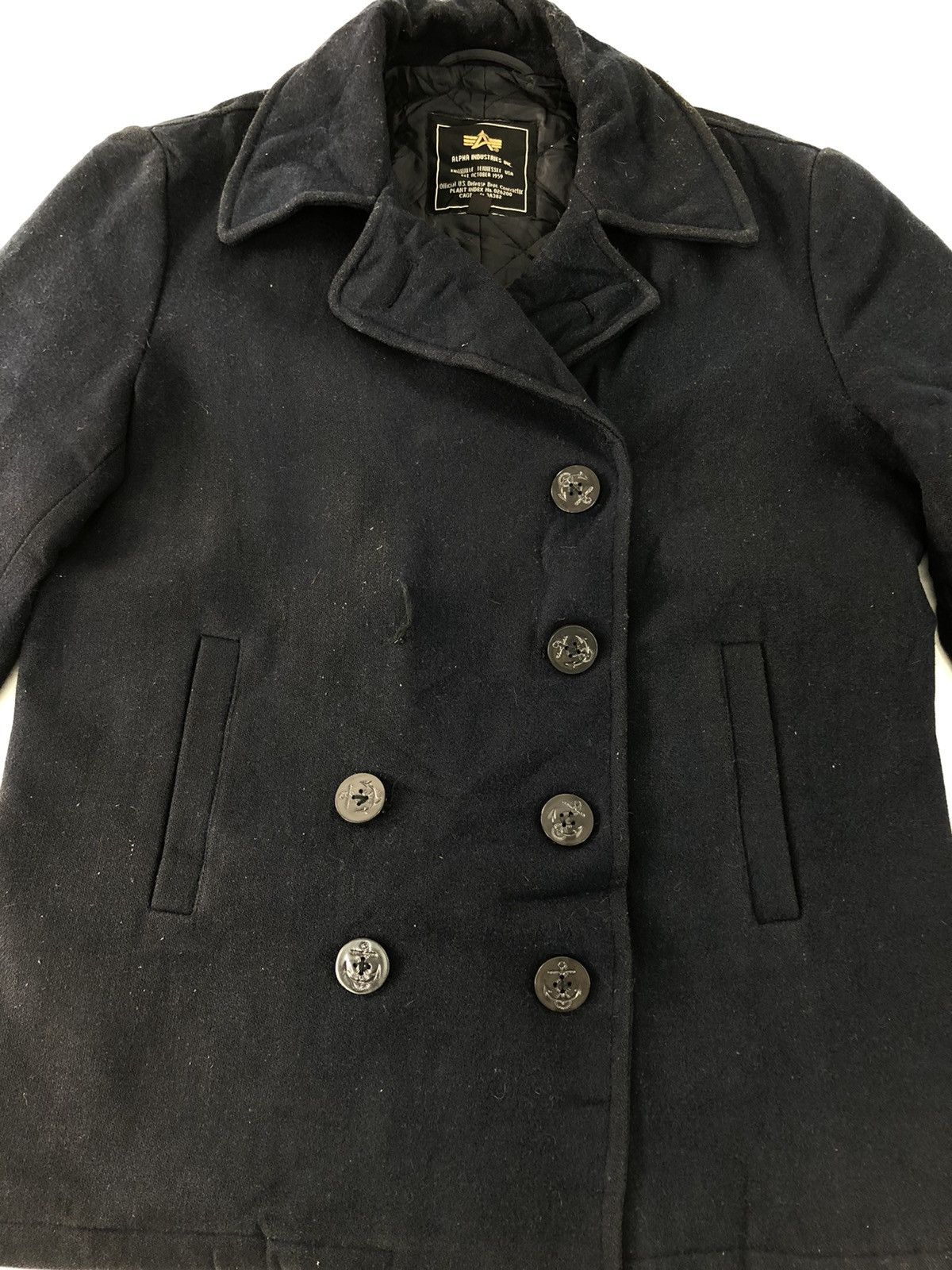 Alpha Industries × Vintage Alpha Industries Padded Button Double Breasted Peajacket Size US L / EU 52-54 / 3 - 3 Thumbnail