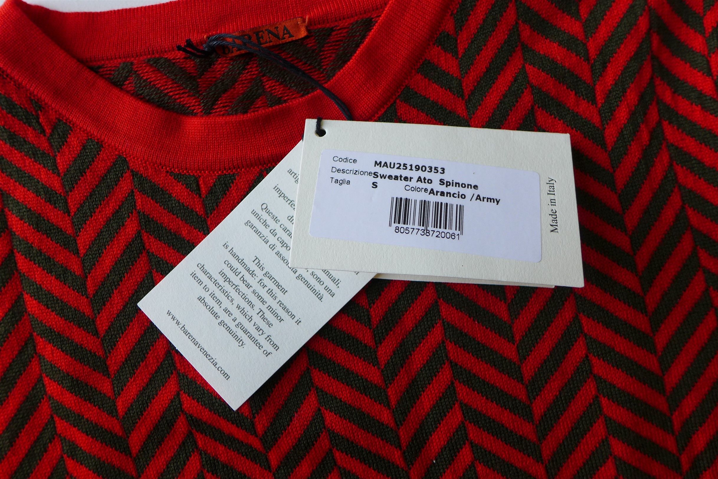 Barena Barena Ato Sweater Knit - Red & Green Herringbone Wool Size US S / EU 44-46 / 1 - 7 Thumbnail