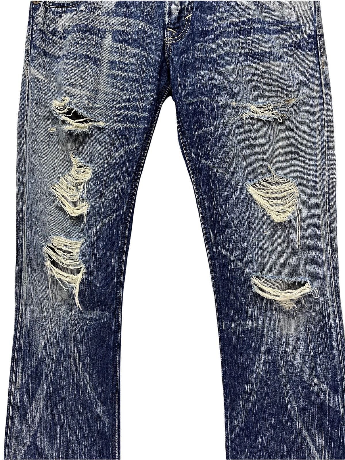 Japanese Brand FYE FLARE🔥Vintage EDWIN BLUE TRIP Ripped Distressed Denim Size 30" / US 8 / IT 44 - 4 Thumbnail