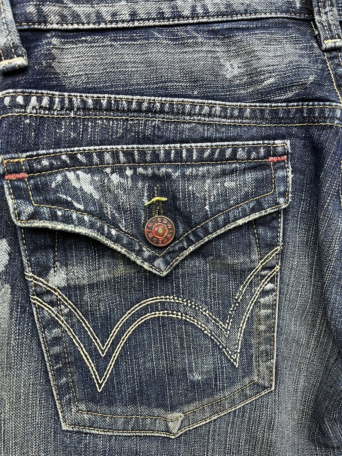 Japanese Brand FYE FLARE🔥Vintage EDWIN BLUE TRIP Ripped Distressed Denim Size 30" / US 8 / IT 44 - 14 Thumbnail