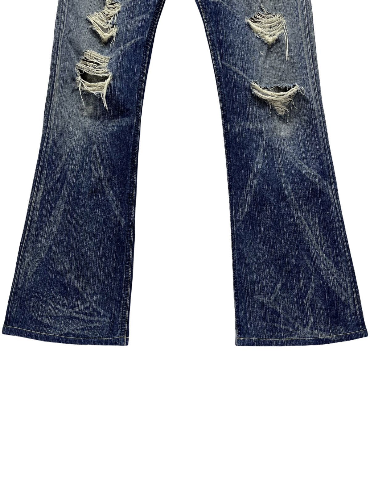 Japanese Brand FYE FLARE🔥Vintage EDWIN BLUE TRIP Ripped Distressed Denim Size 30" / US 8 / IT 44 - 9 Thumbnail