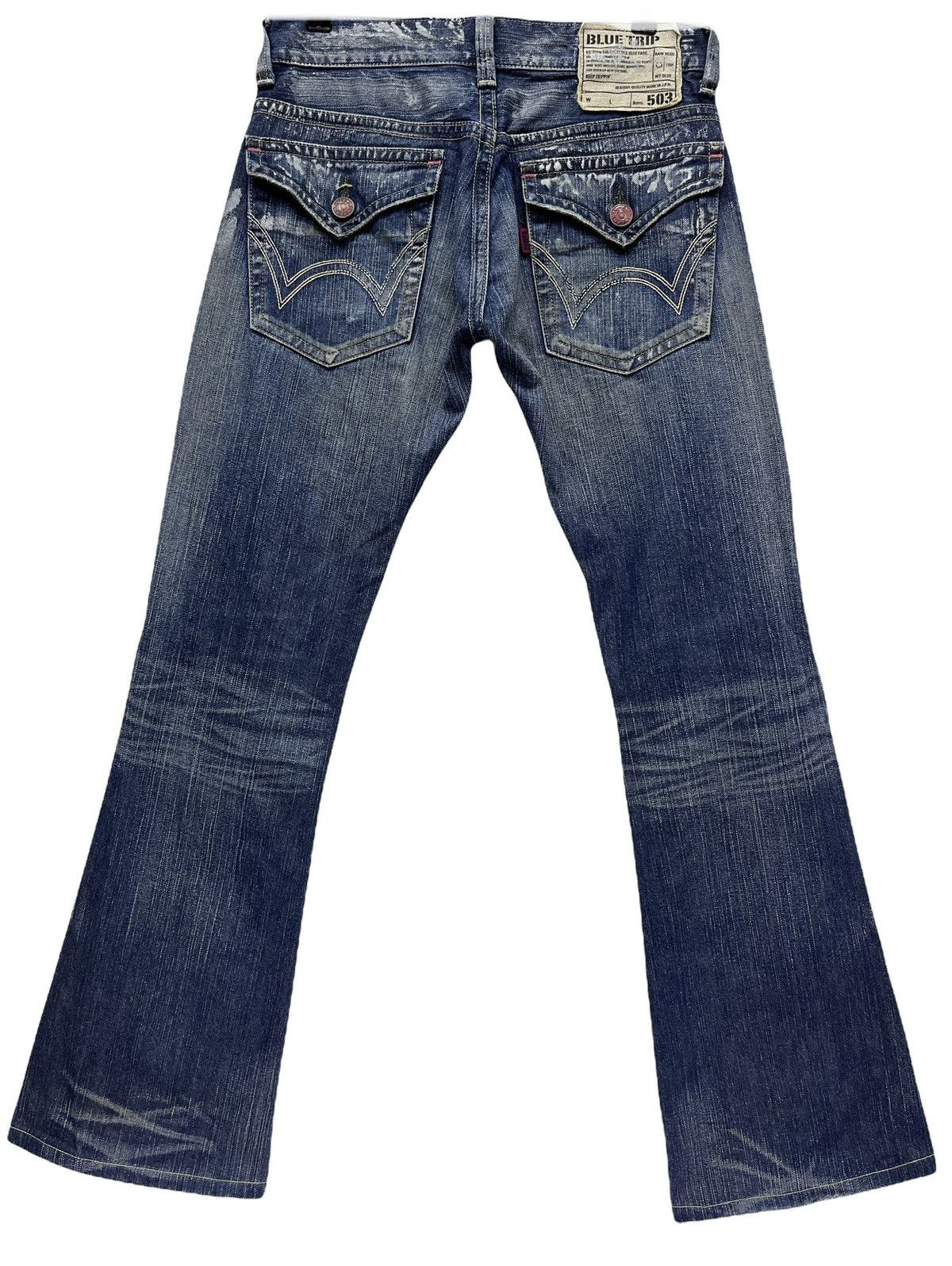 Japanese Brand FYE FLARE🔥Vintage EDWIN BLUE TRIP Ripped Distressed Denim Size 30" / US 8 / IT 44 - 11 Thumbnail