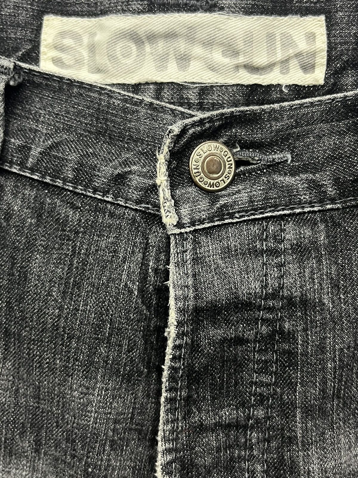 Japanese Brand × Vintage 🔫 Vintage SLOW GUN JAPAN Zipper Leg Flare Distressed Black Size US 32 / EU 48 - 11 Thumbnail