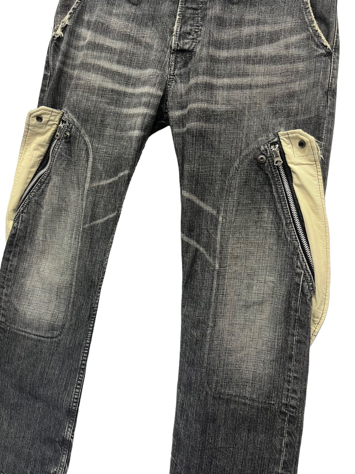Japanese Brand × Vintage 🔫 Vintage SLOW GUN JAPAN Zipper Leg Flare Distressed Black Size US 32 / EU 48 - 7 Thumbnail