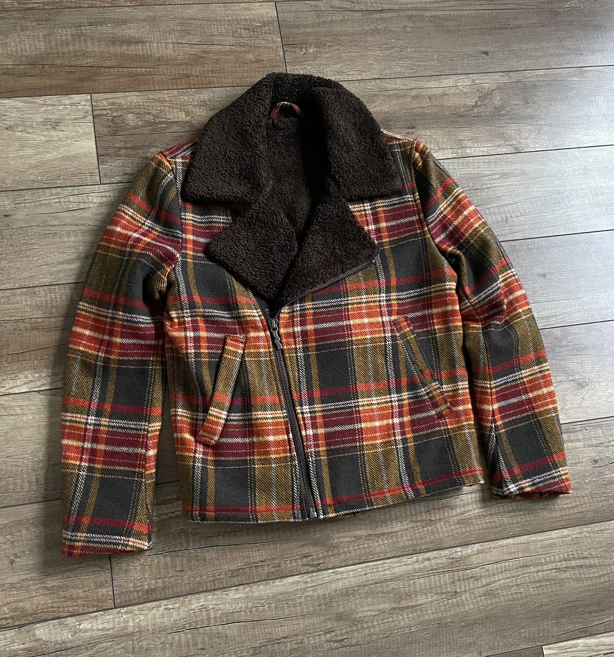 Nudie Jeans Nudie Jeans Checkered Flannel Biker Shearling Wool Jacket Size US S / EU 44-46 / 1 - 1 Thumbnail