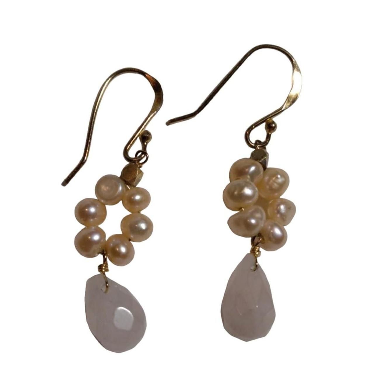 14K Sterling Pearl Hook Earrings