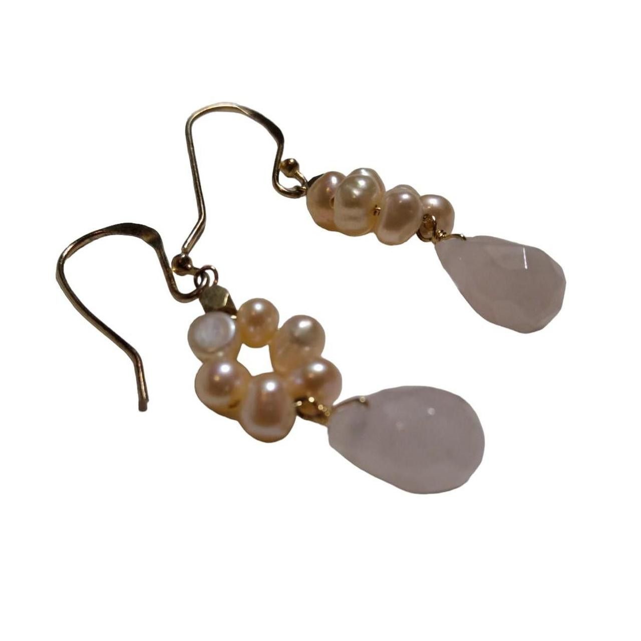 14K Sterling Pearl Hook Earrings