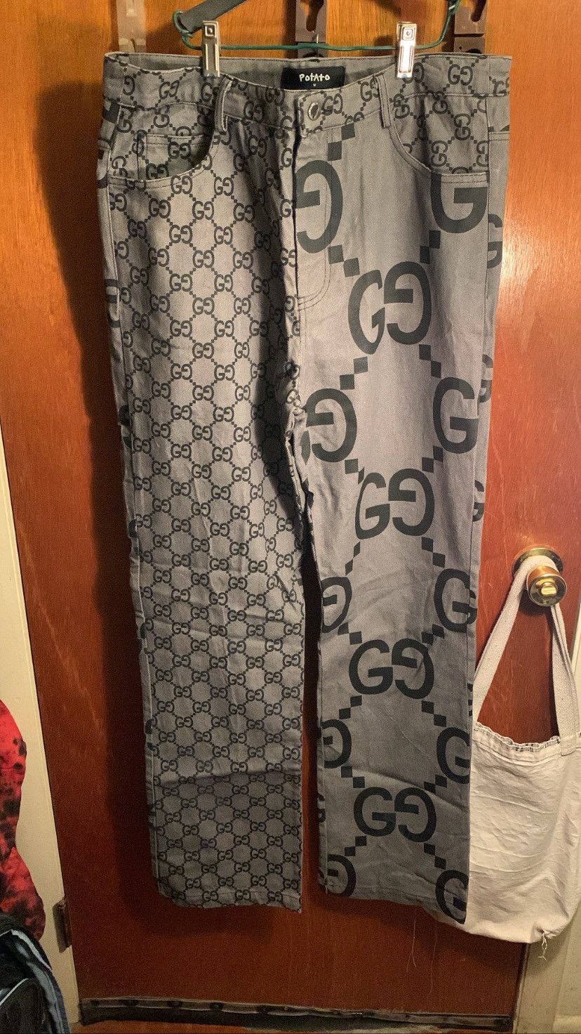 Imran Potato Gucci logo split denim | Grailed 