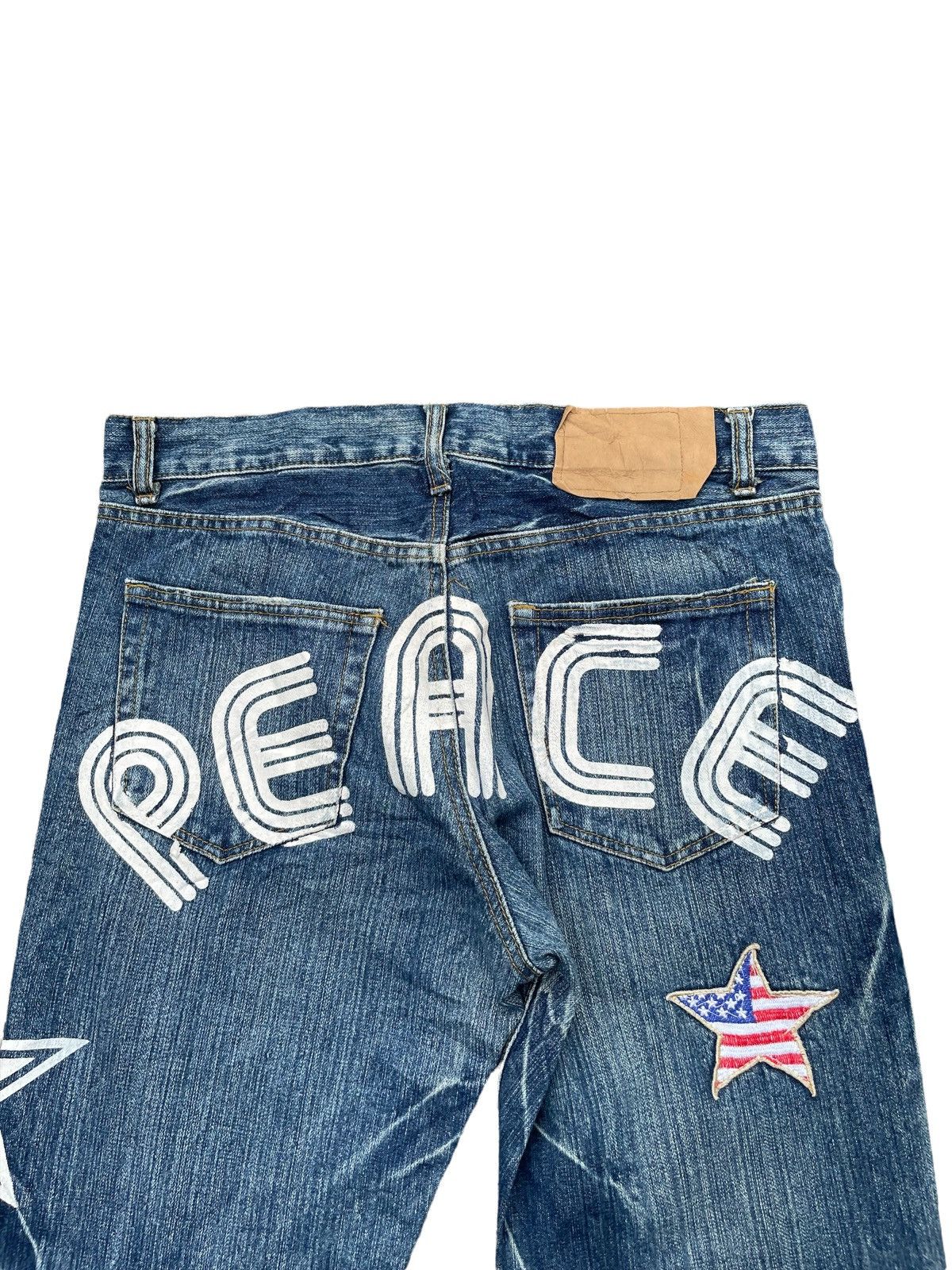 If Six Was Nine Vintage Denim Peace Painted Size US 34 / EU 50 - 11 Thumbnail